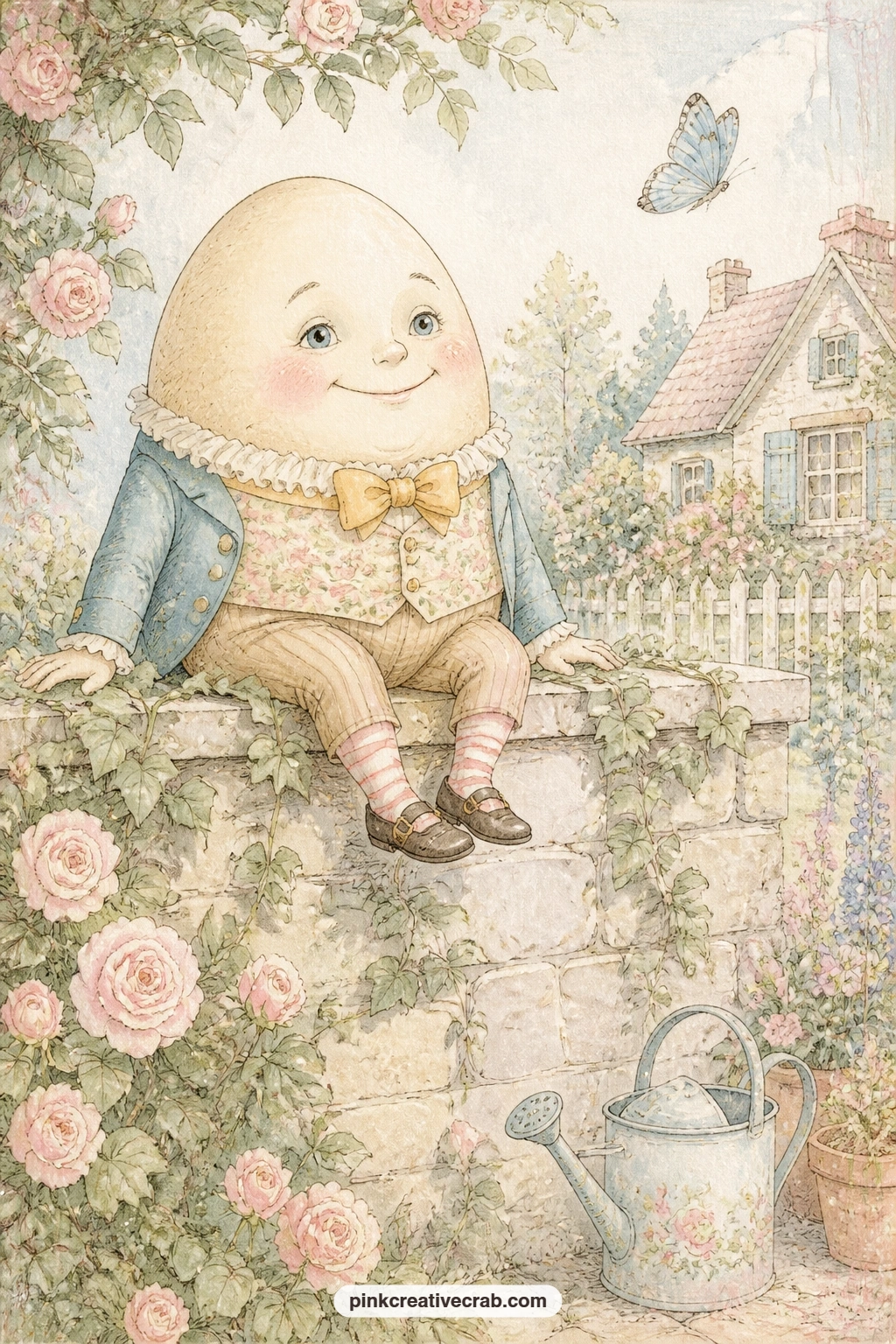 Humpty Dumpty On The Wall printable page — Tuck a tiny paper egg shape or a small photo corner behind this one before gluing it down flat, so there is a hidden