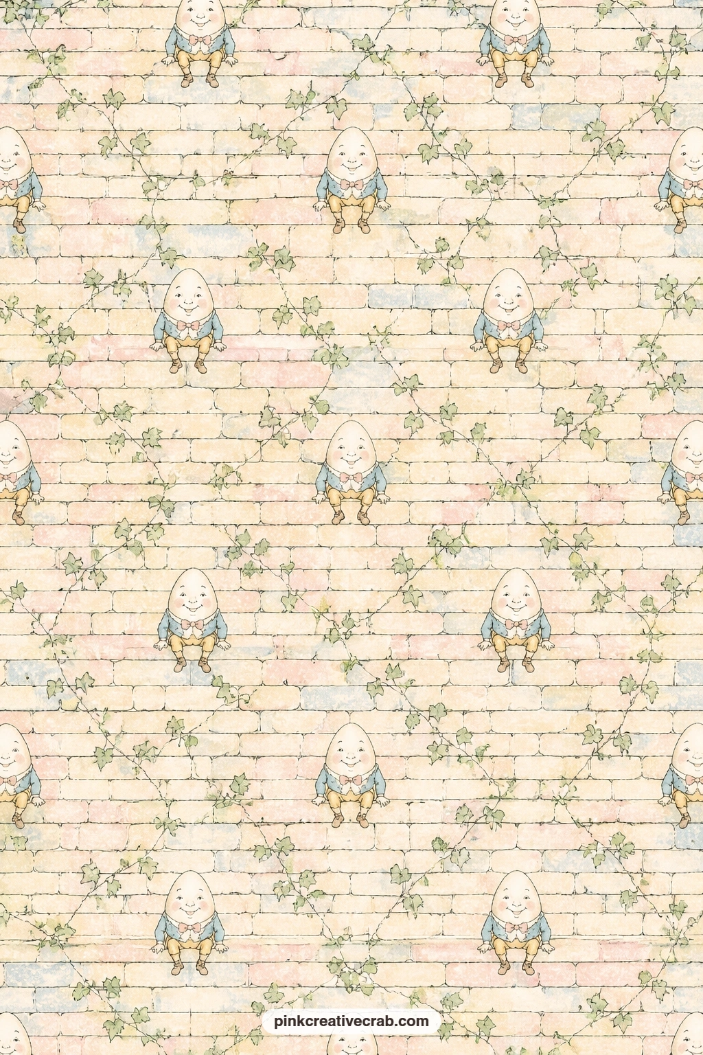 Humpty Dumpty Brick Wall printable page — Set this behind a photo of a garden wall at home, line a small envelope pocket with it, or use it as a sturdy cover