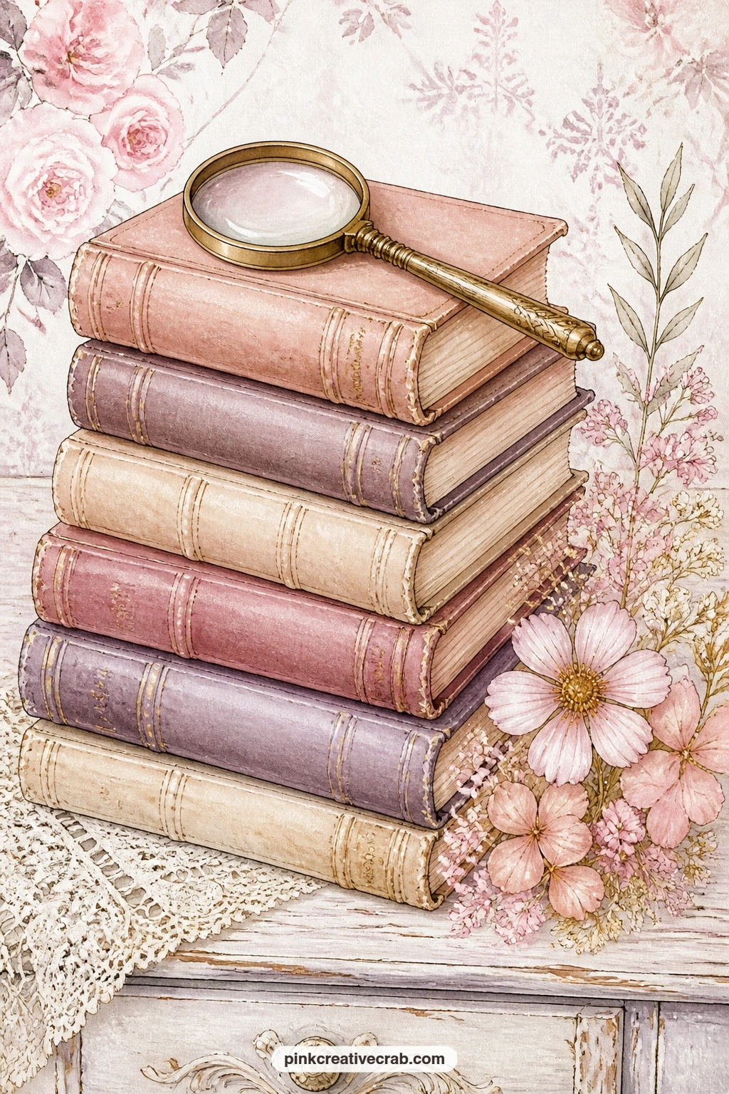 Stack Of Old Leather Books printable page — Write a single line from a favourite old book along the spine of the top volume, small enough that it reads like a