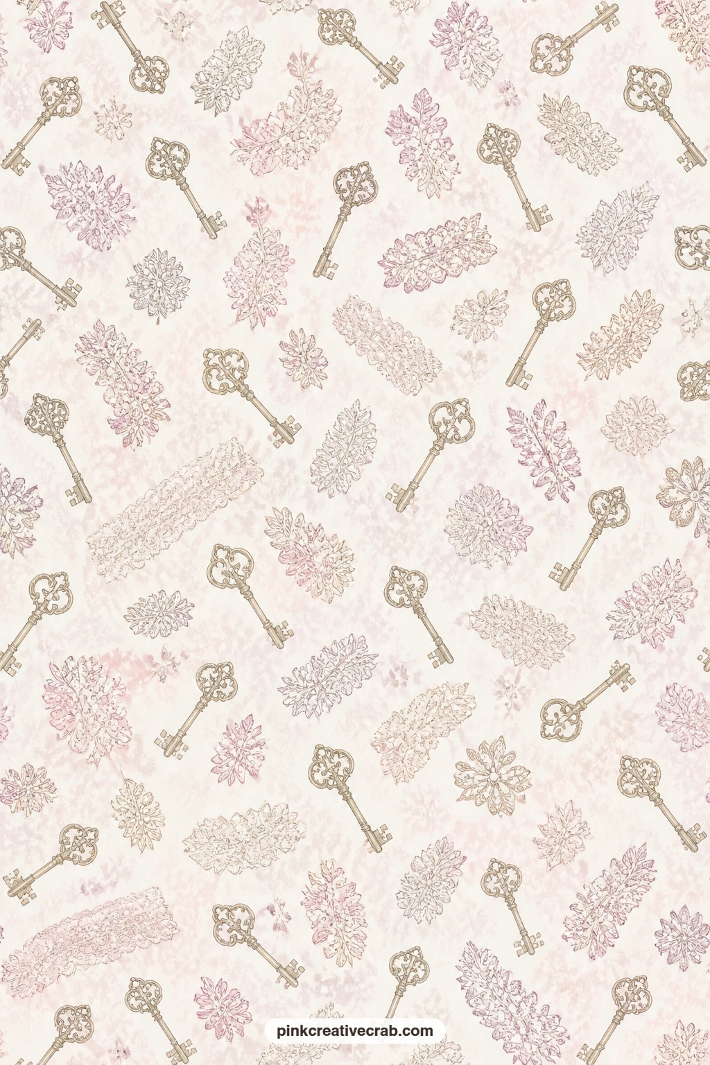 Skeleton Key And Lace Toss Pattern printable page — Use this one under a photograph of an actual antique shop visit, as a pocket lining behind a ticket stub