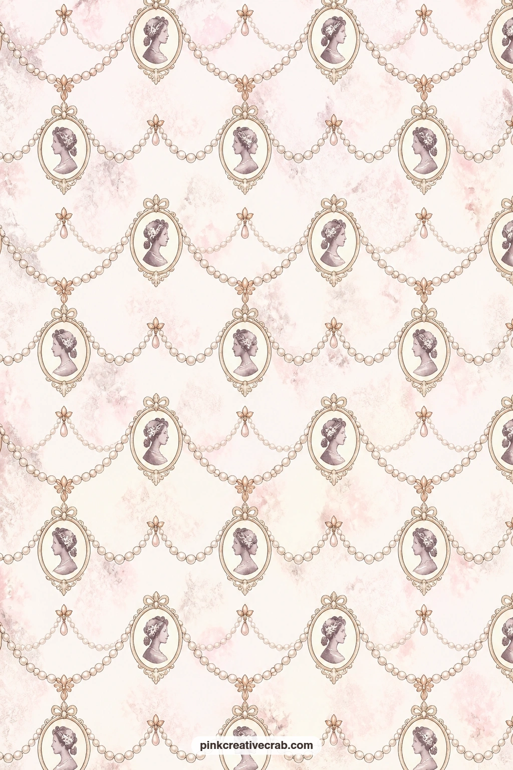 Antique Cameo And Pearl Background printable page — Slip this behind a cameo brooch photograph, line a small jewelry pocket with it, or wrap it around a