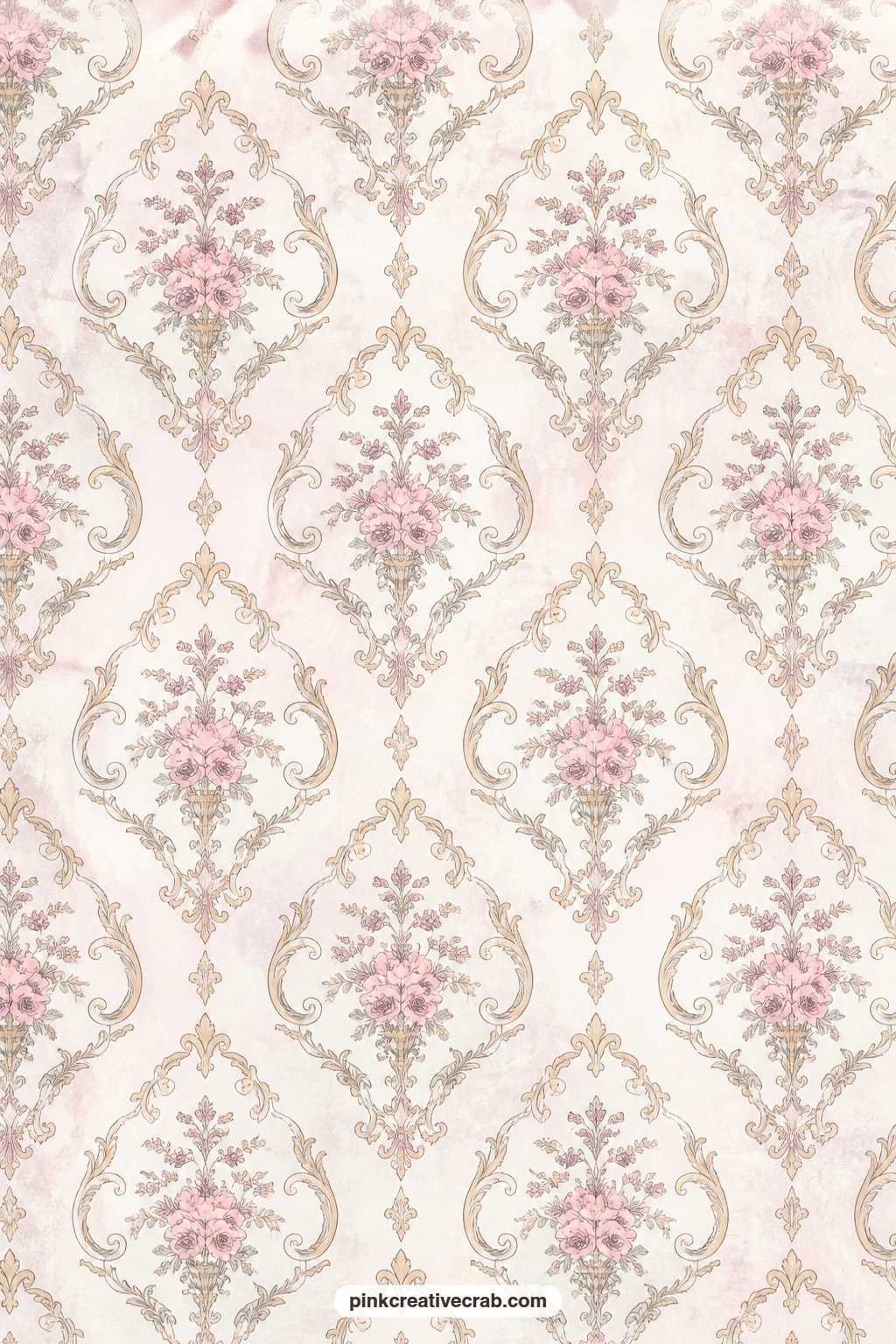 Faded Damask Antique Wallpaper printable page — Try this under a teacup photograph for a parlor feel, as the lining for a letter pocket, or as endpapers glued