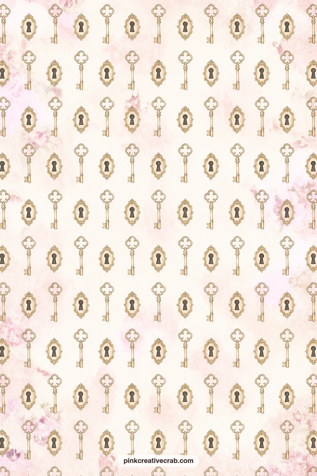 Tiny Brass Keys And Keyhole Background printable page — Use this one behind a locket photo, as a pocket lining for small keepsakes, or as a journal cover