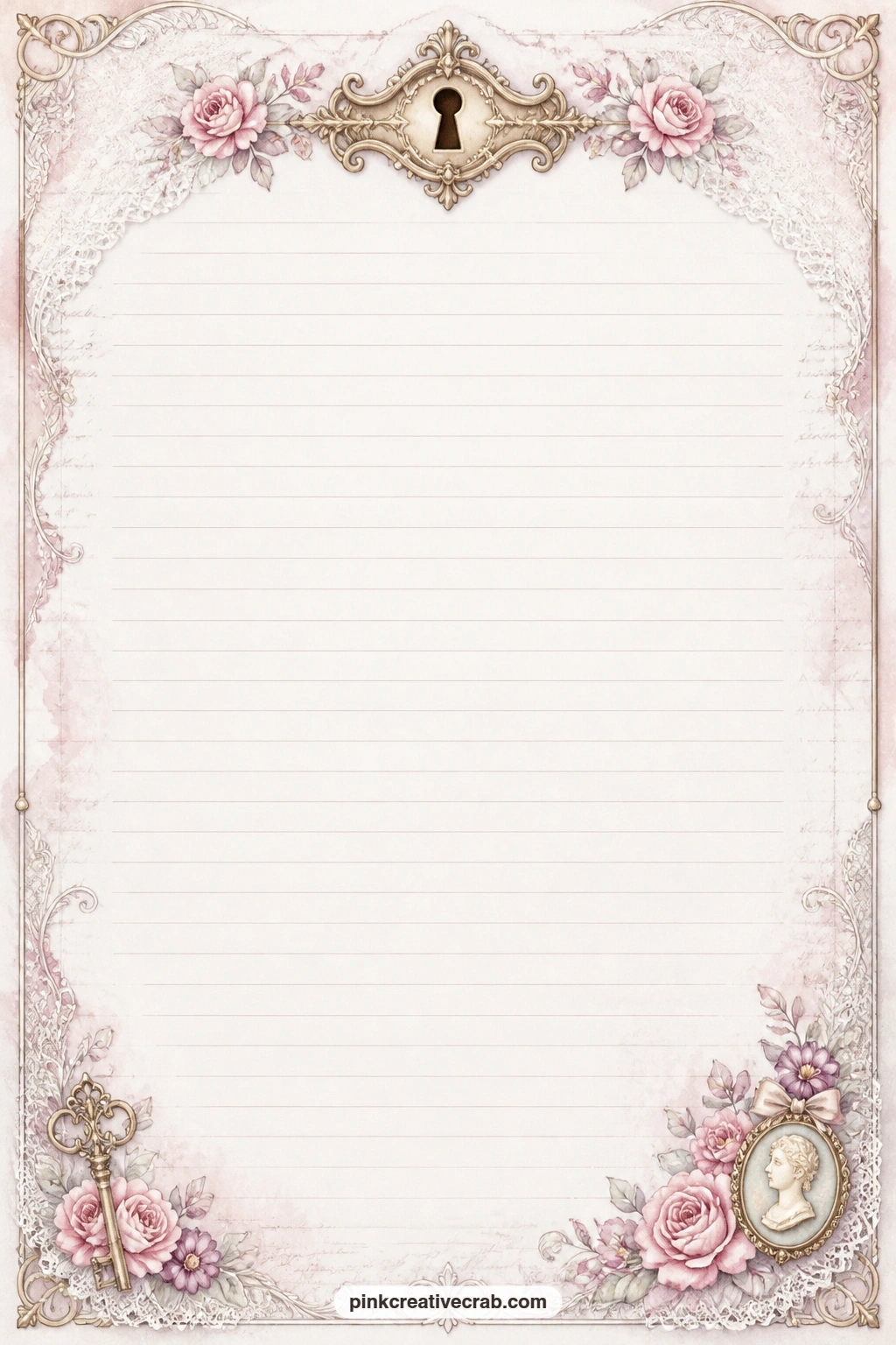 Antique Keyhole Plate Header printable page — Try a recipe copied from an old family card here, a quick note about a shop clerk's story, or a running list of