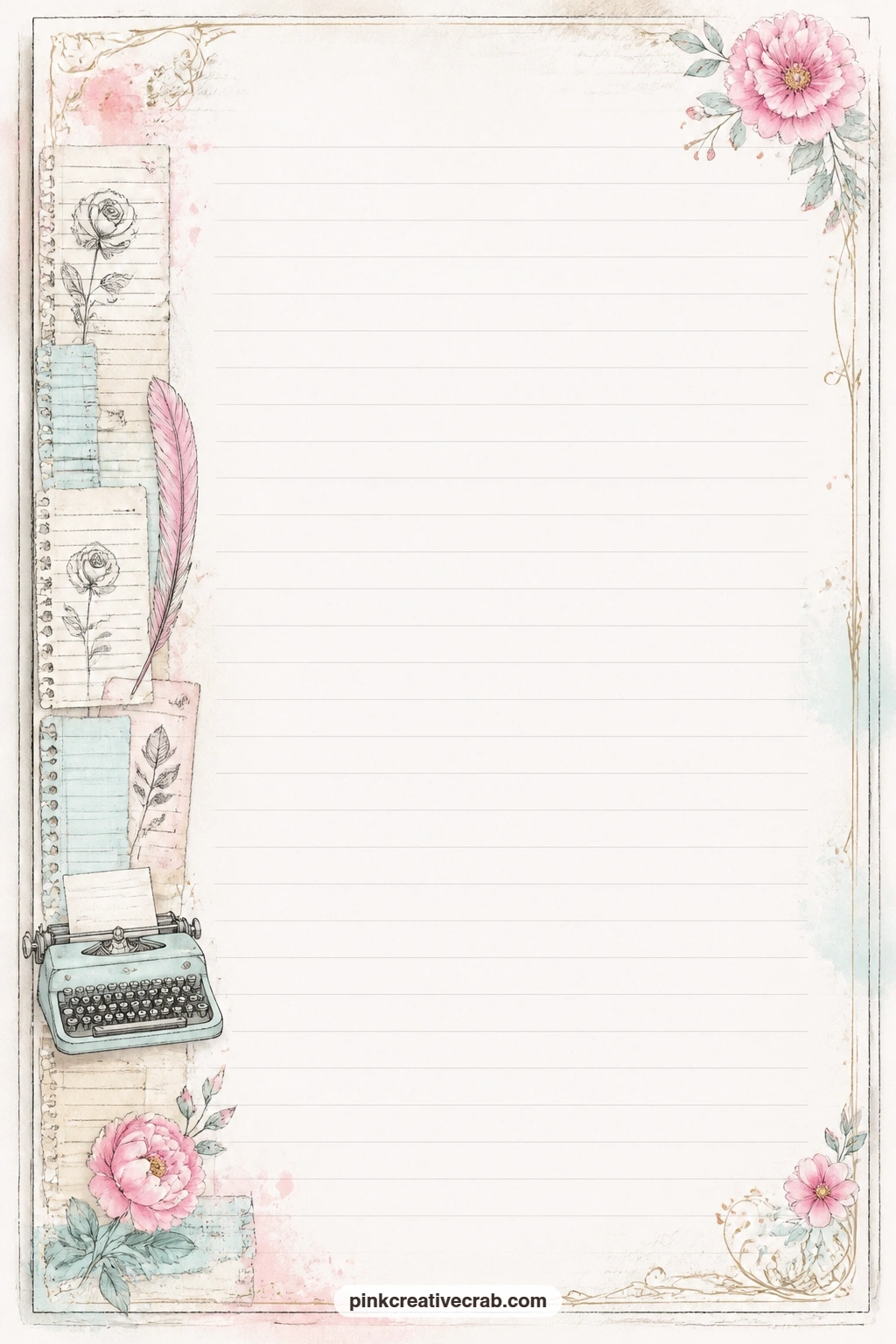 Manuscript Margin Lined Page printable page — Keep it for a draft of your own, a letter to next year, or notes jotted in the margin style a working writer