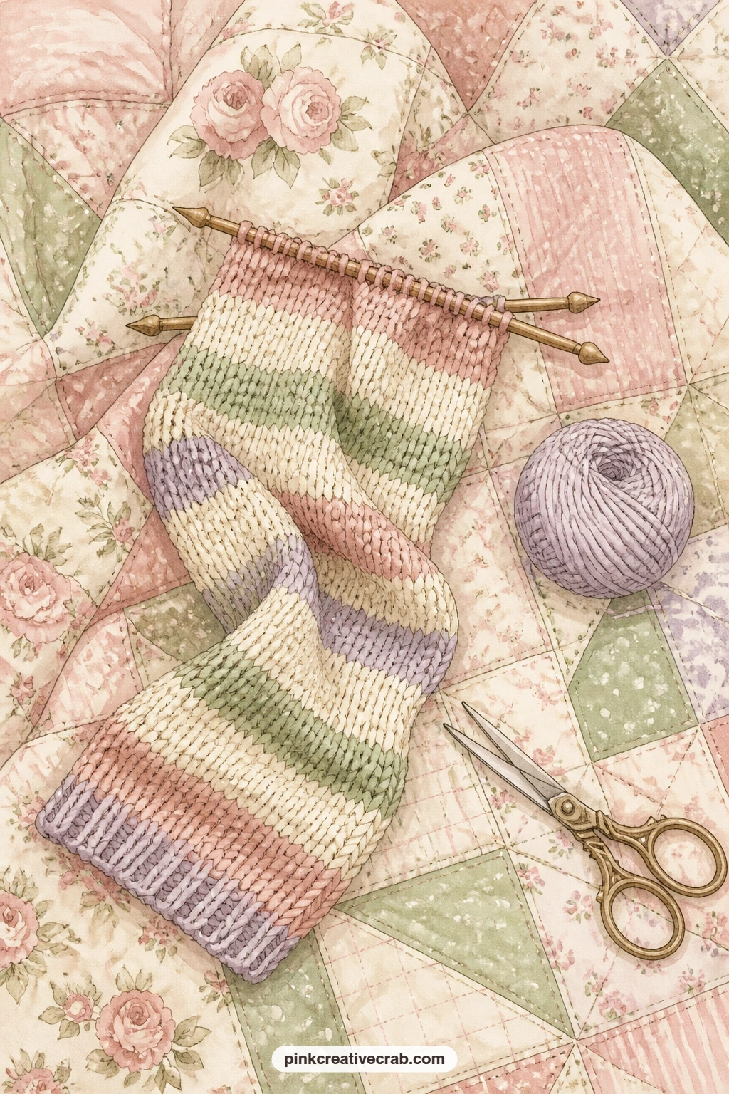 Scarf On The Quilt printable page — Pair this page with the cable knit frame lined page from later in this set, so the scarf on the quilt faces a space for