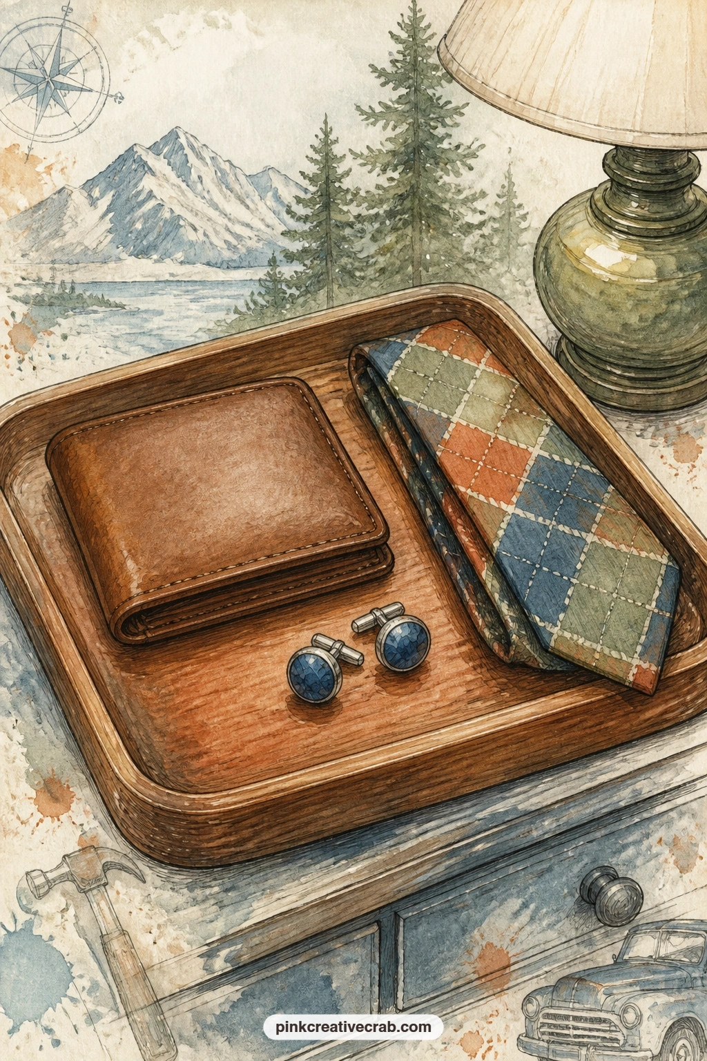Leather Wallet And Cufflinks printable page — This page suits the man getting ready for something: a wedding, an interview, a first real job. Masculine junk
