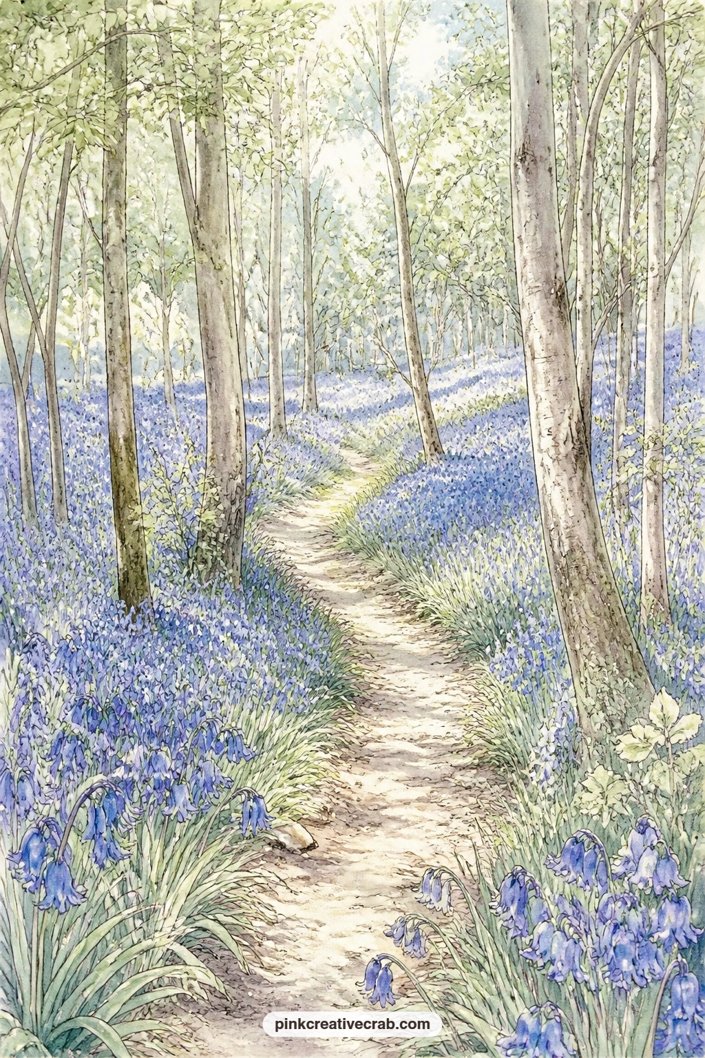 Bluebell Wood Path printable page — Who is this page for in a gift journal. English countryside junk journal