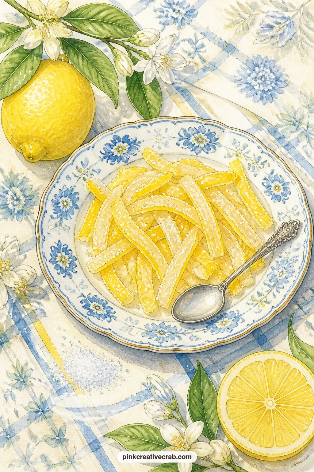 Candied Lemon Peel On A Saucer printable page — Keep the writing simple on this page: a short list of three things that made the afternoon sweet sits nicely