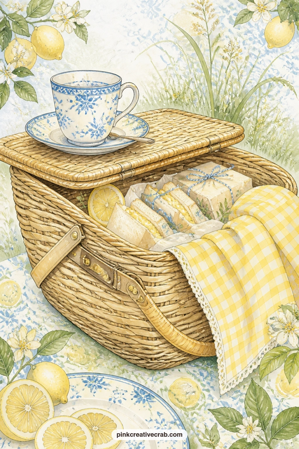 Wicker Picnic Basket With Sandwiches printable page — Place this page as the closing scene of the picnic section, right before the backgrounds begin, so the