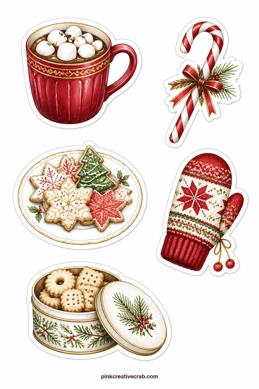 Cocoa Break Stickers printable page — Settle this one into a January planner page or a 'cozy season' journal spread, since a mug of cocoa with marshmallows, a