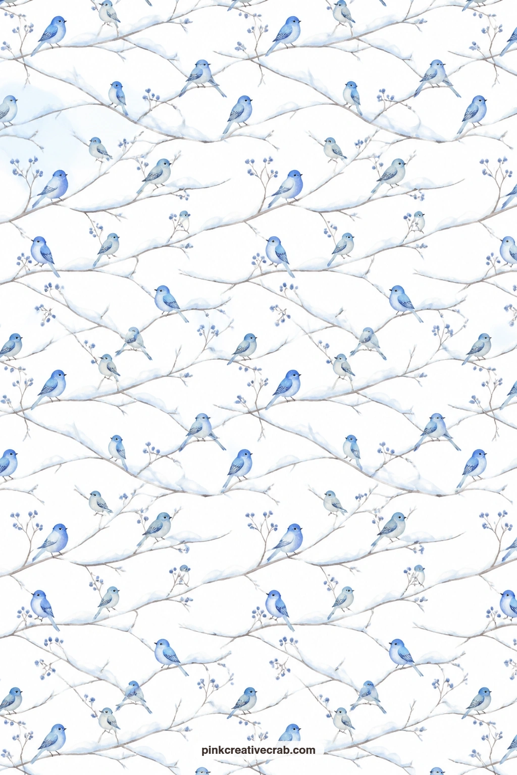 Bluebird Branch Paper printable page — Bluebirds resting on snowy branches make a gentle base for a winter nature spread, and it pairs well with the frosted