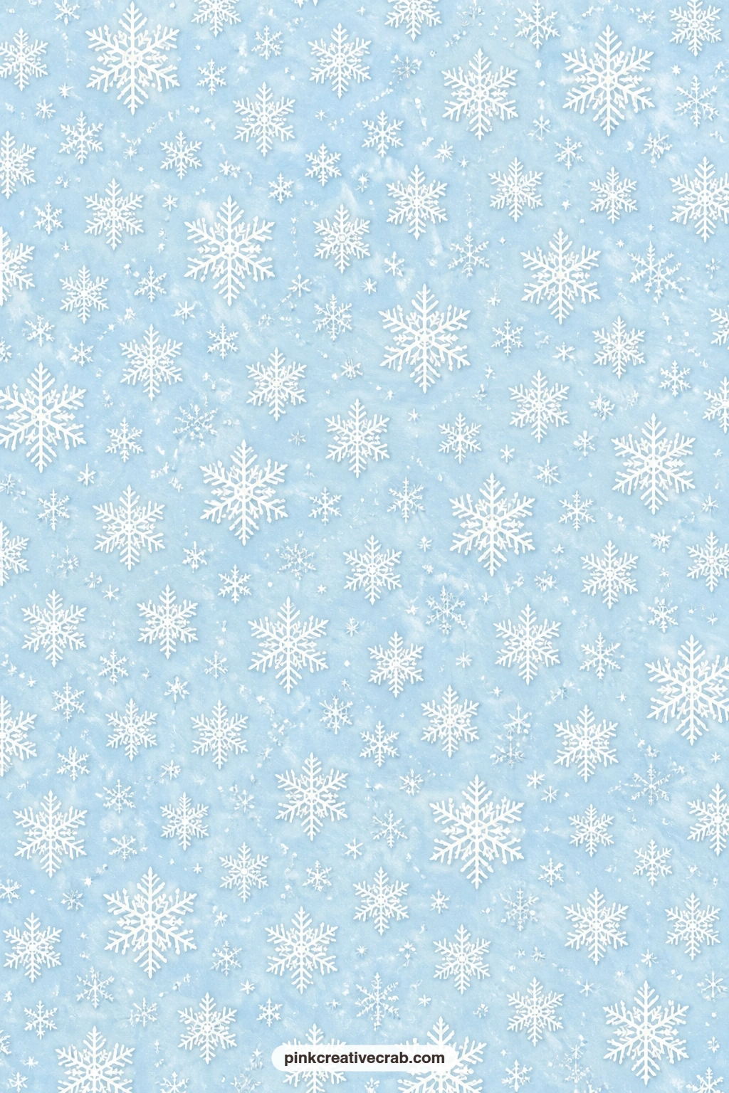 Mixed Snowflake Drift Paper printable page — Lay this one under a window photo on a journal page, letting the mixed snowflake sizes frame the picture without