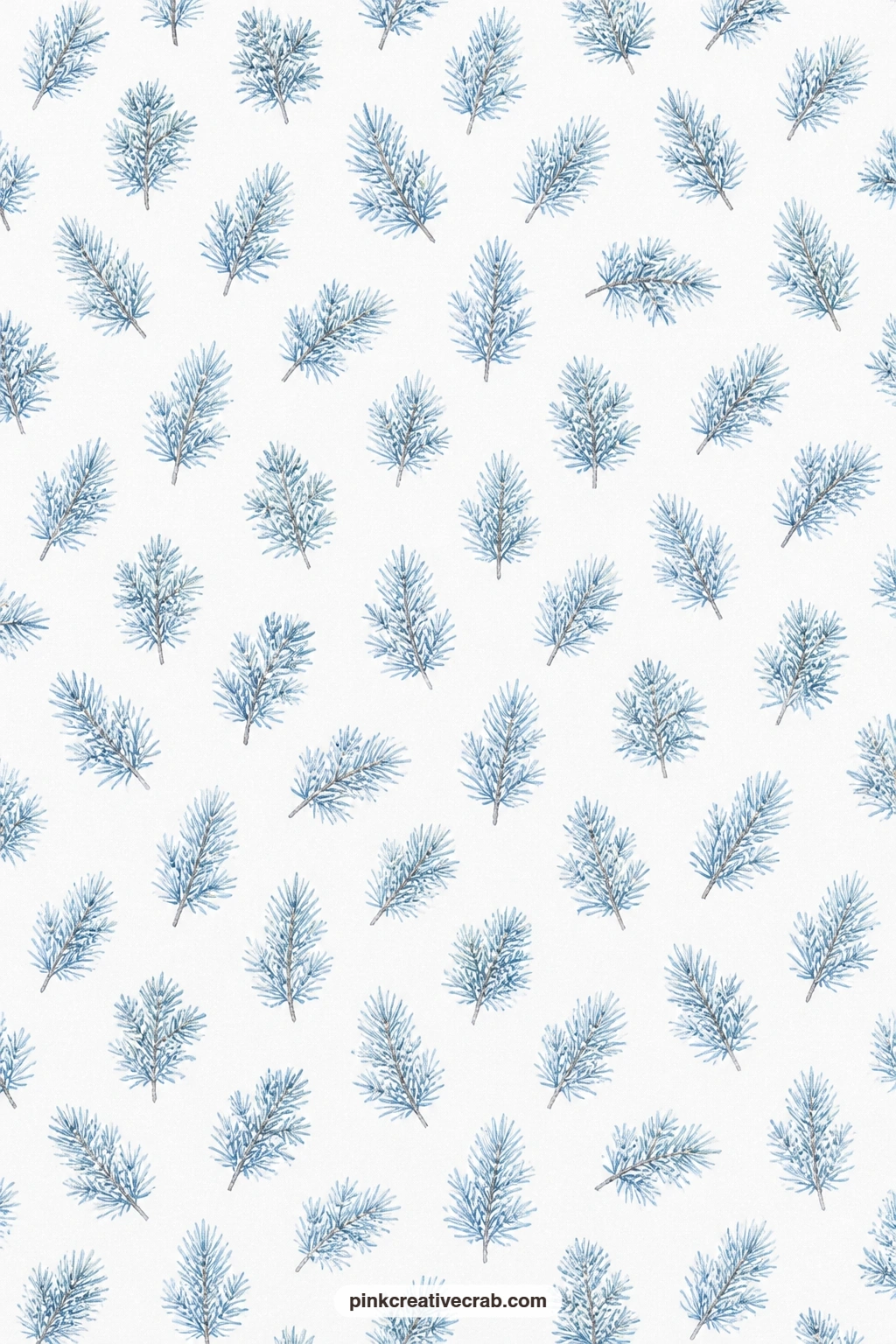 Frosted Pine Sprig Paper printable page — Use this as a book cover or folio wrap for a winter journal, the icy pine sprigs reading quietly without pulling