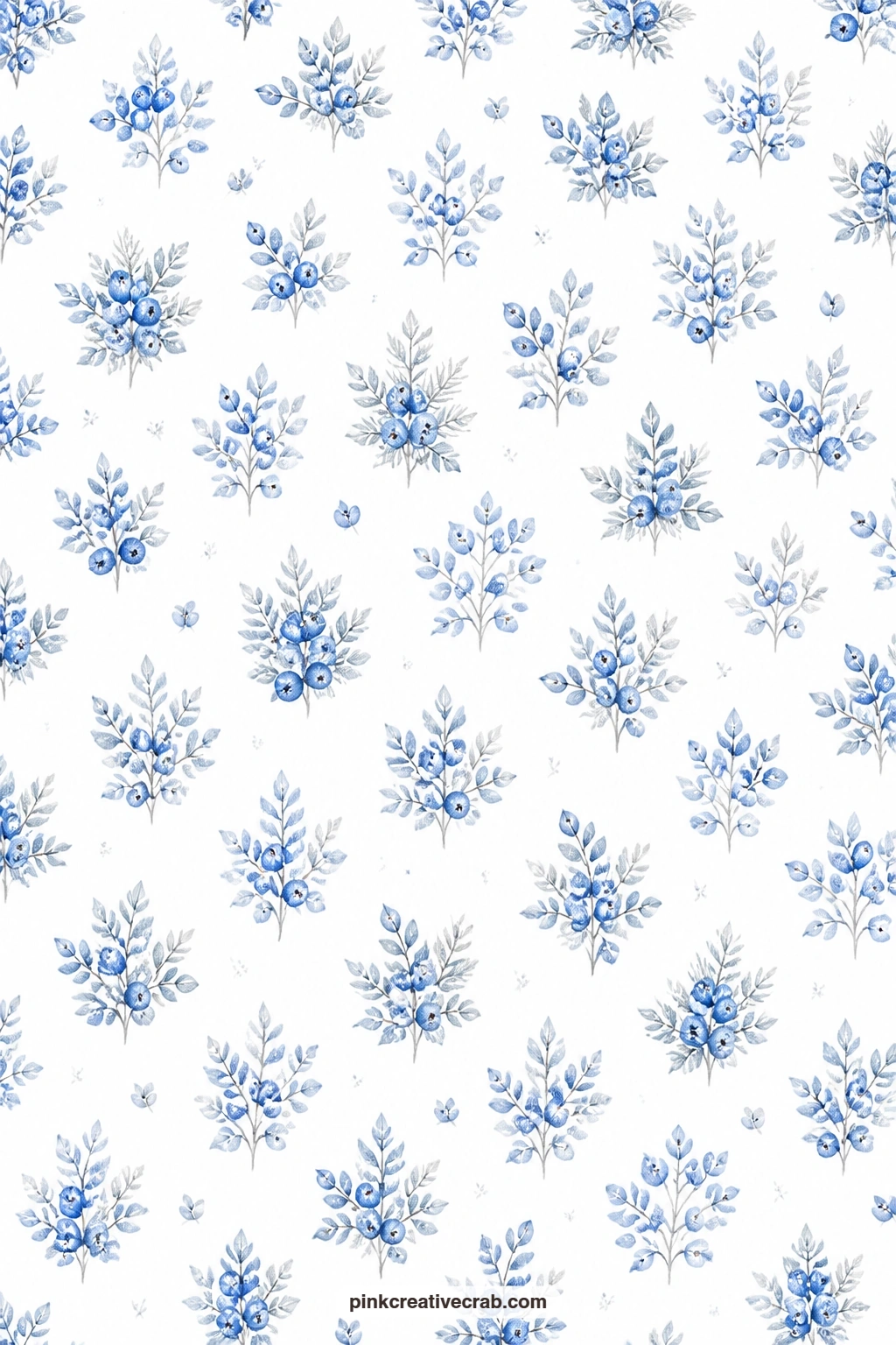 Blue Winter Berry Paper printable page — Line a small gift box with this one for a cocoa or cookie gift, the frosted leaves and berries keeping the wrap