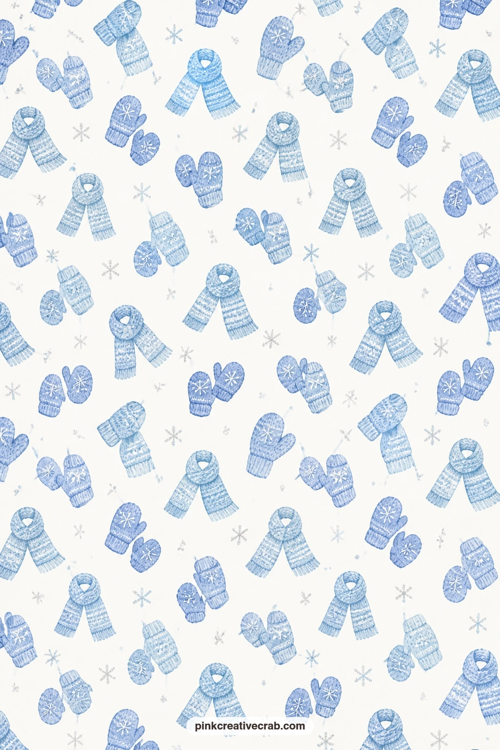 Mitten and Scarf Icon Paper printable page — Small mittens and scarves scattered across white suit a cocoa themed card mat, and pair neatly with the buffalo