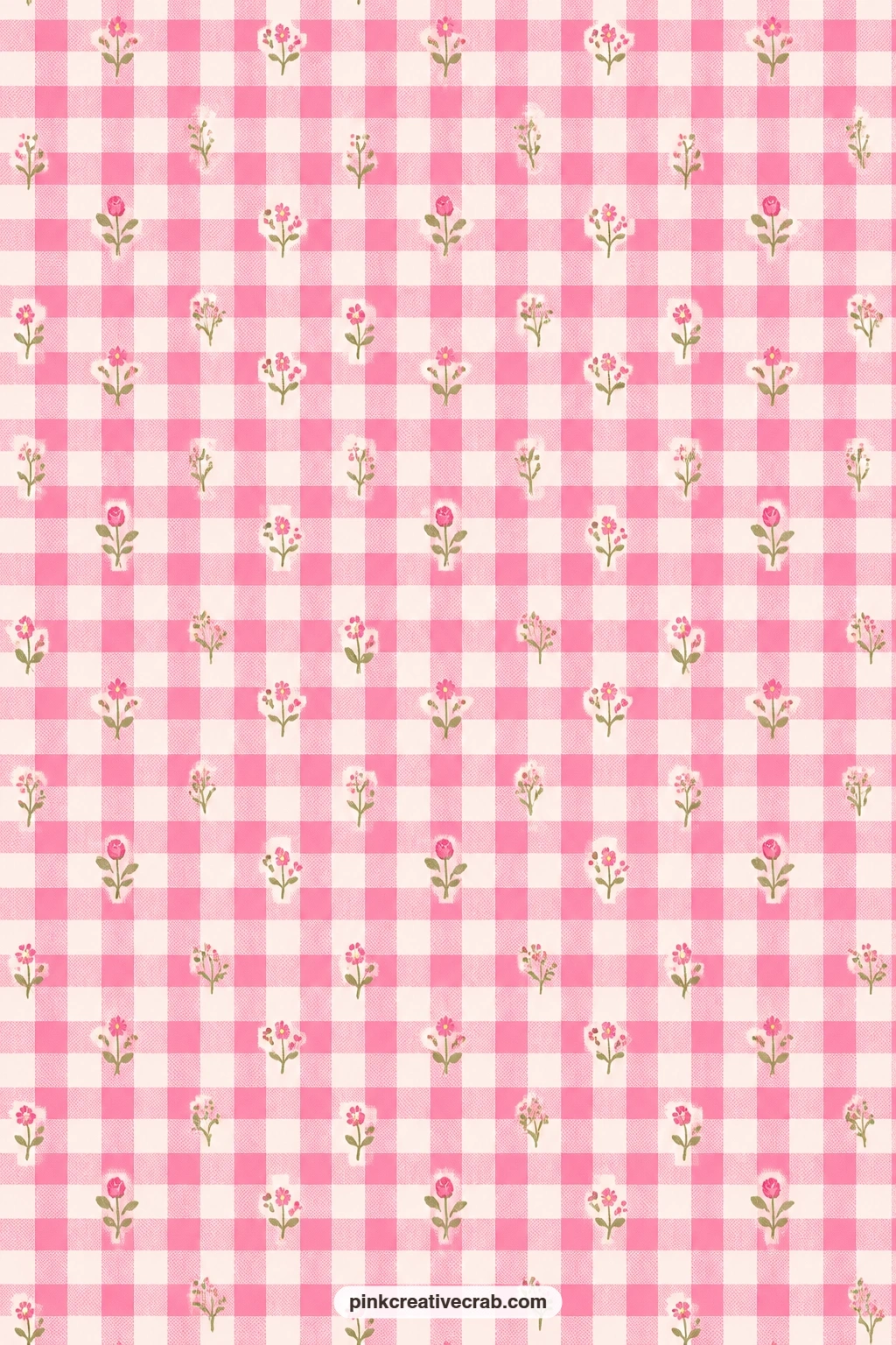 Hot Pink Gingham Paper printable page — Hot pink and pale pink squares cross into a classic gingham check, a cheerful journal page base for photos from a