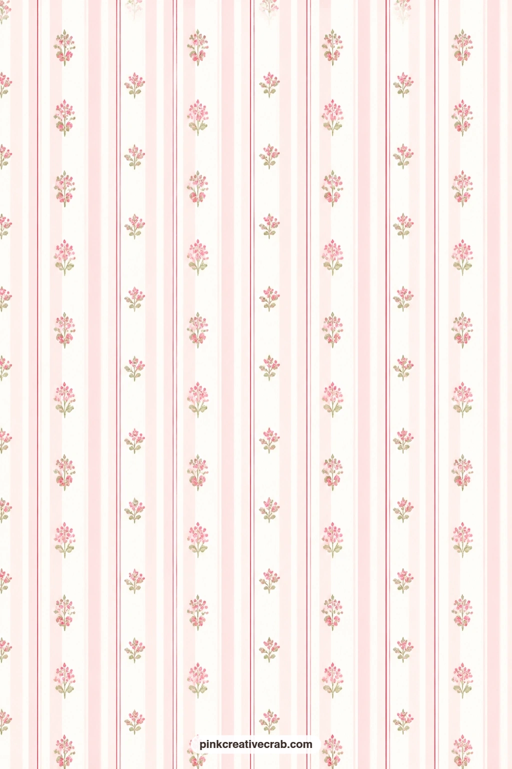 Blush Ticking Stripe Paper printable page — Pale pink and white ticking stripes run vertically with one thin red line through them, a calm cover paper that