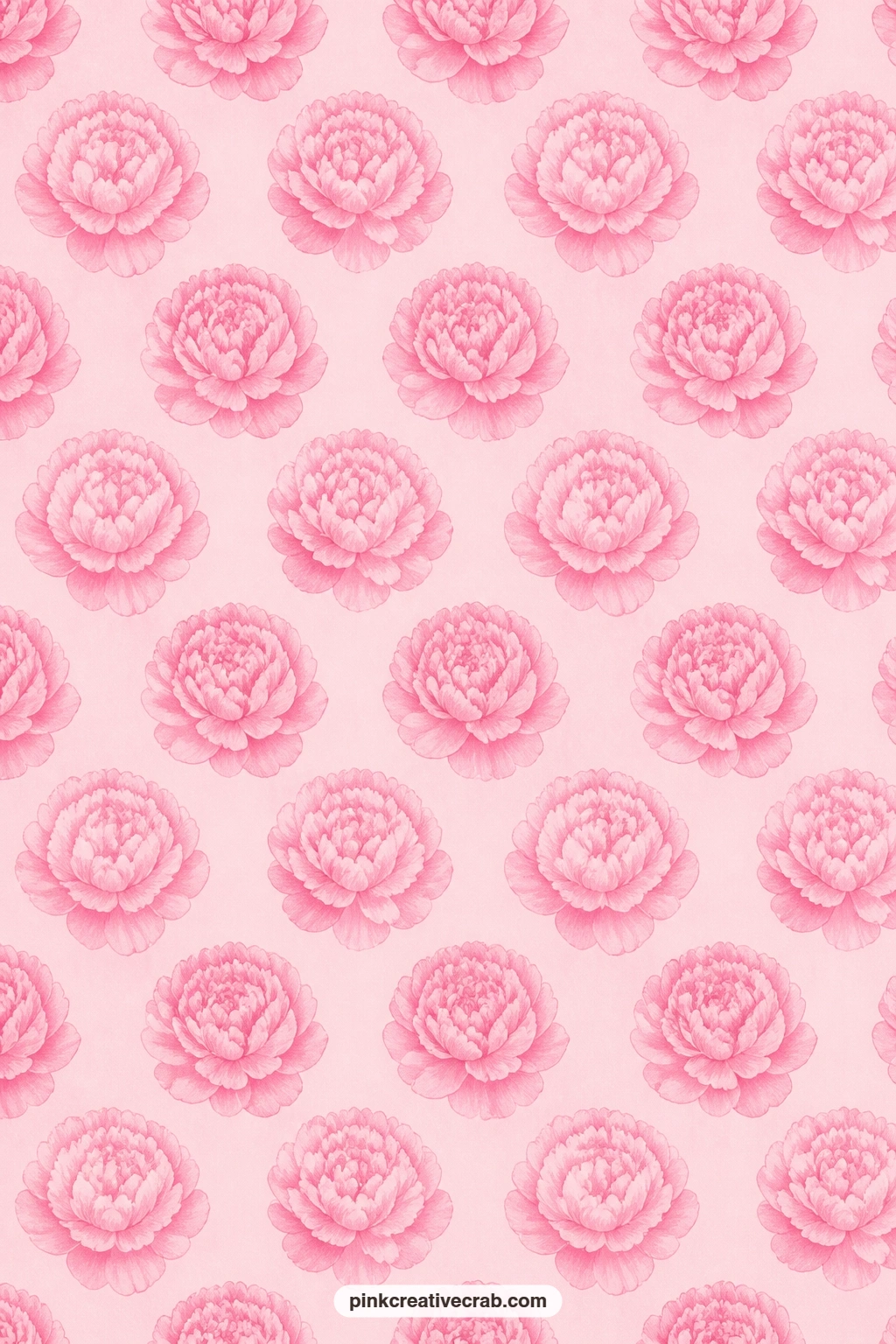 Tone on Tone Peony Paper printable page — Pink peony heads sit tone on tone over a pale rose ground, a gentle mat behind a sticker that lets the die cut do the