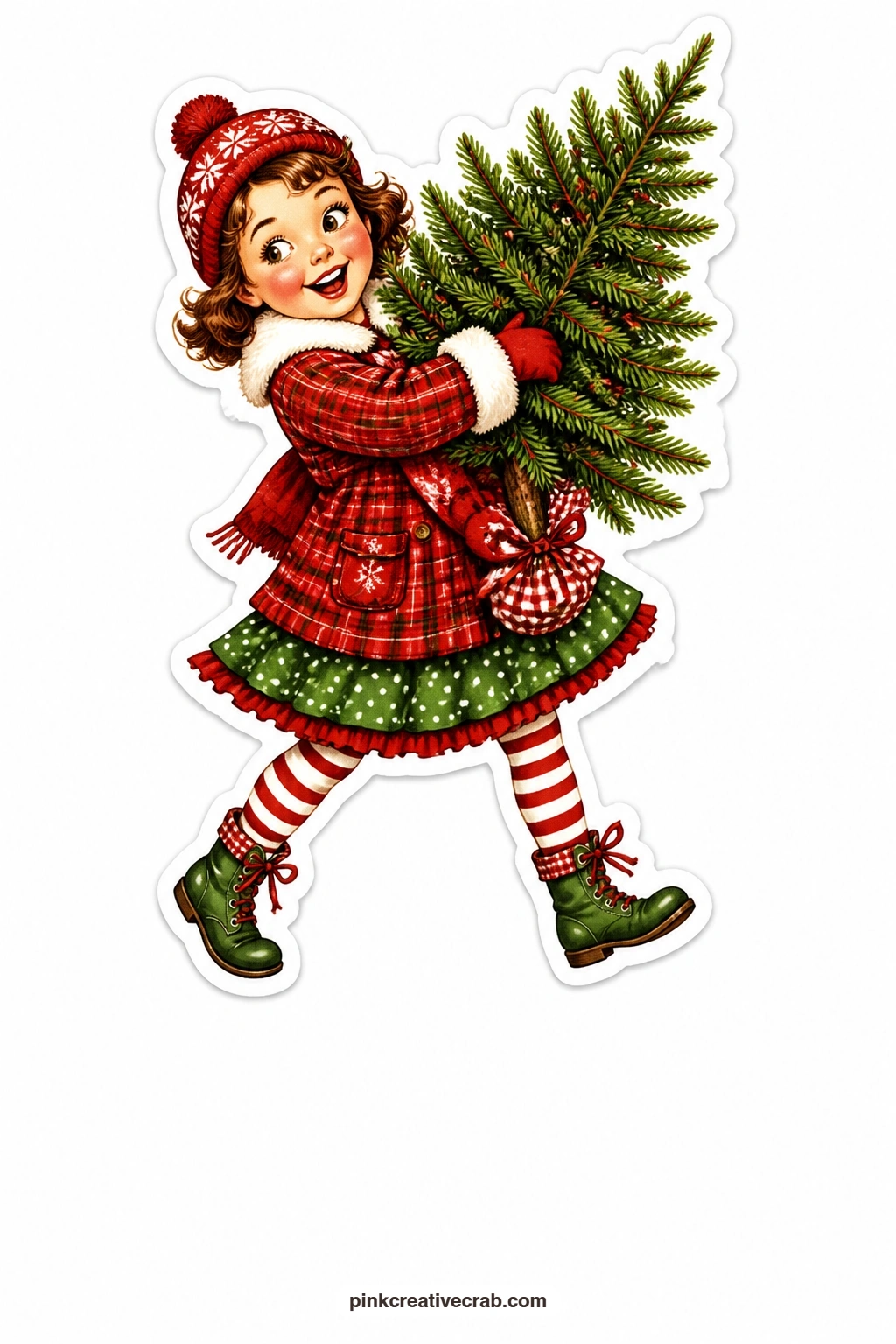 The Christmas Tree Carry printable page. Christmas paper dolls free printable