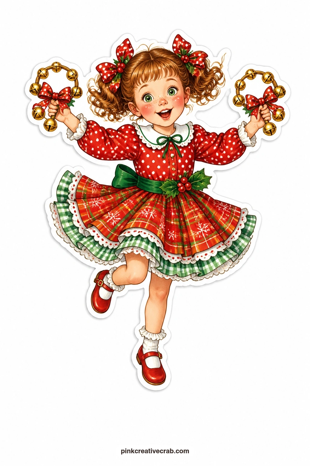 The Jingle Bell Dance printable page. Christmas paper dolls free printable