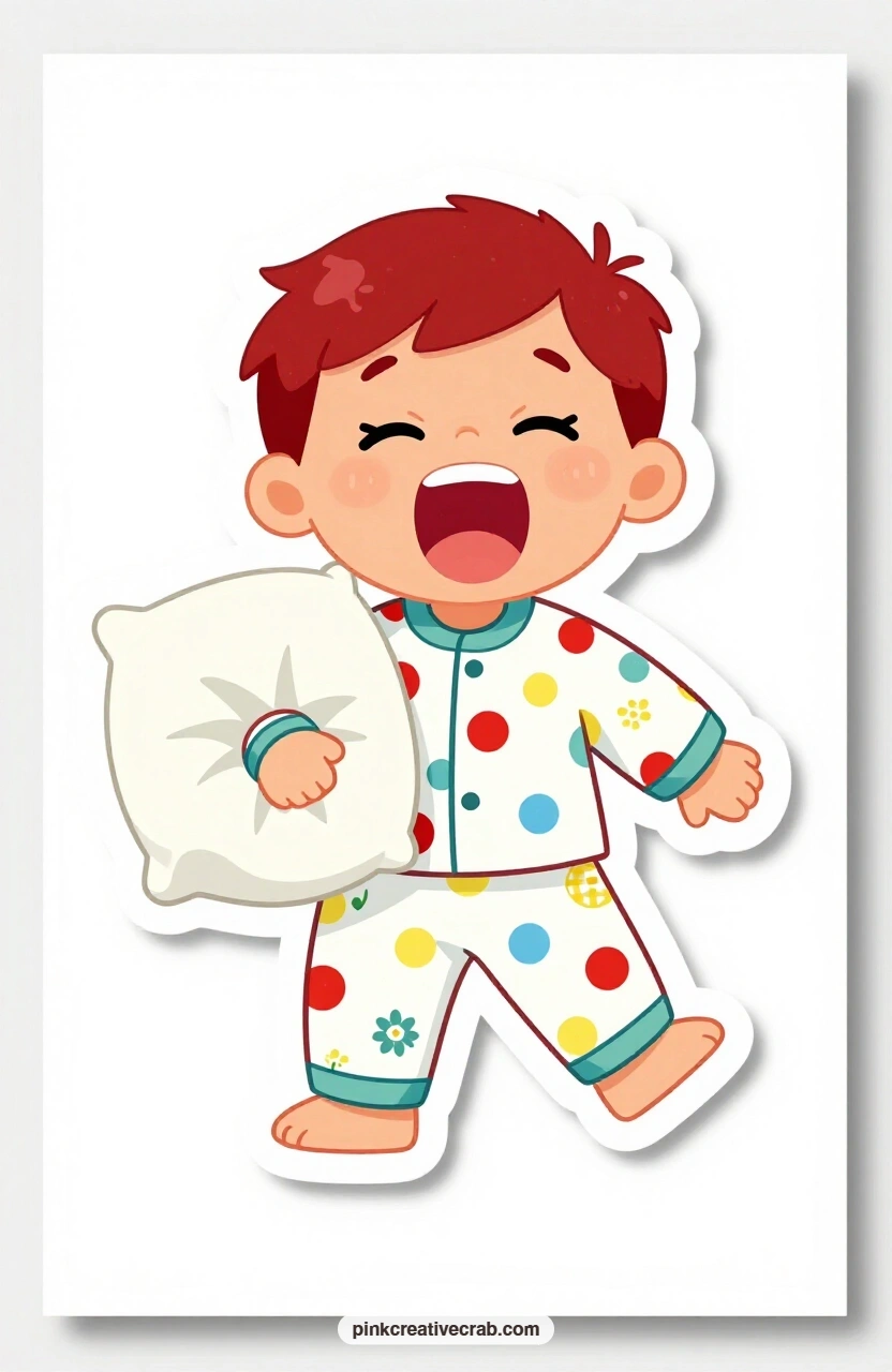 The Yawning Pajama Boy printable page — Rocket print pajamas and a yawn so big his eyes are shut make this boy an easy choice for a goodnight card or a bedtime