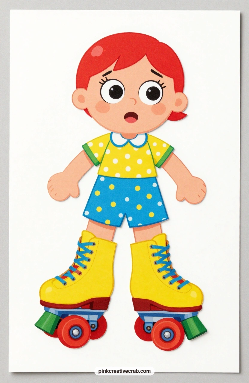 The Wobbly Roller Skates printable page. Cute paper dolls