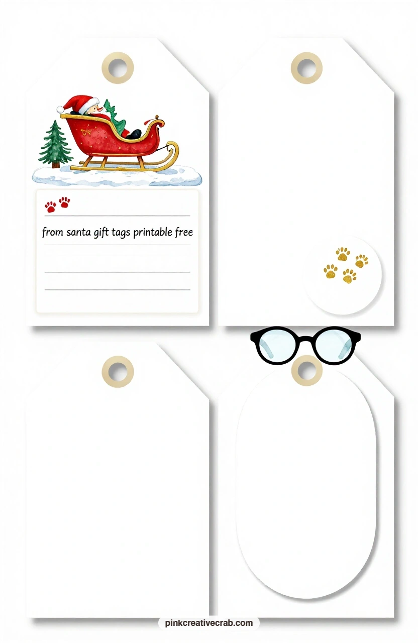 Sleigh and Rooftop printable page — Cutting the arched tag with the sleigh on the snowy roof asks for a bit of care around the curved top edge: a small craft
