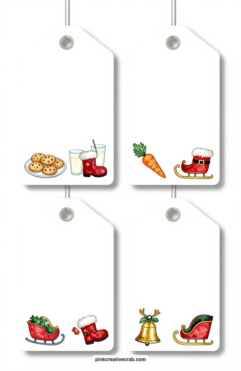 Cookies for Santa printable page — The luggage tag with the plate of cookies and glass of milk is the natural choice for anything food related, from a jar of