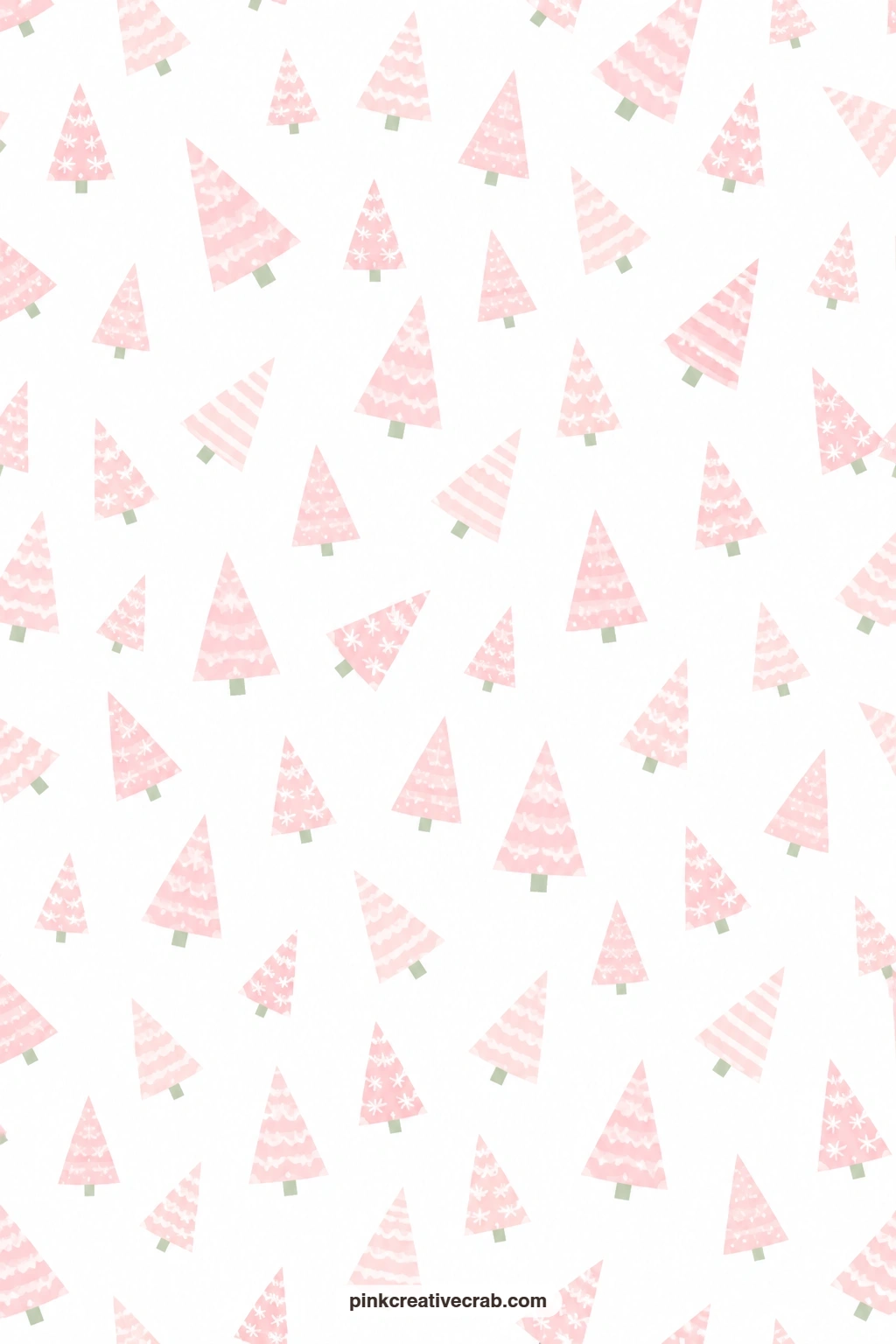 Pastel Pink Trees Toss Paper printable page — Little pink trees scatter loosely across white, an easy base layer for a holiday journal page under a photo or a