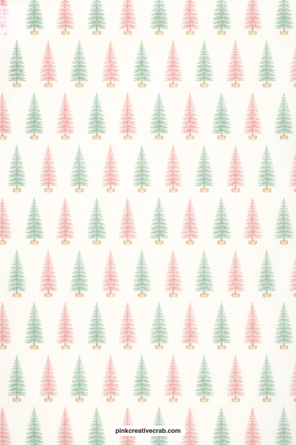 Bottle Brush Tree Paper printable page — Rows of pastel bottle brush trees in blush and mint stand across a white ground, a cheerful cover sheet for a small