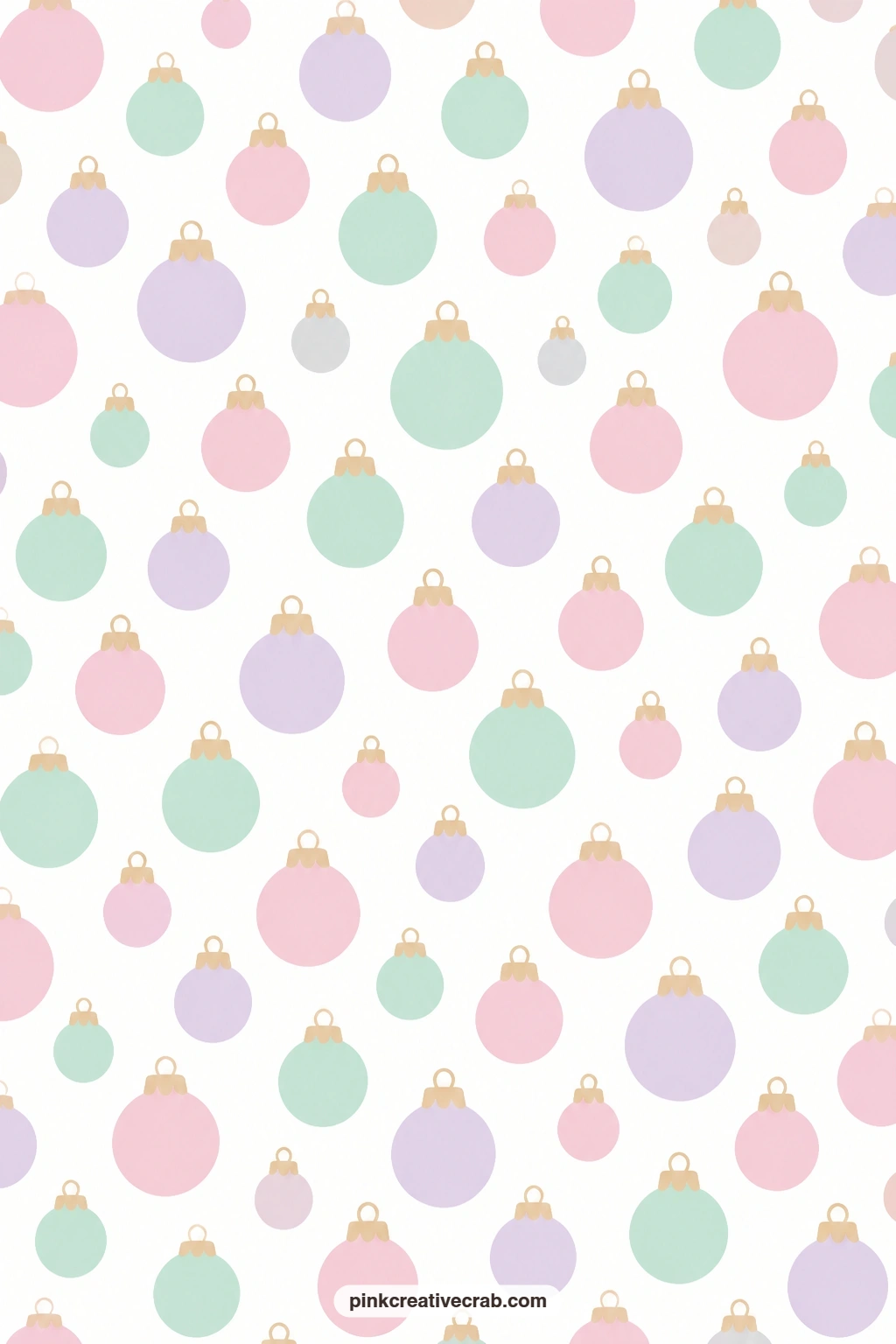 Pastel Ornament Scatter Paper printable page — Round ornaments in pink, mint and lilac float over white in a loose scatter, a pretty base layer under a photo