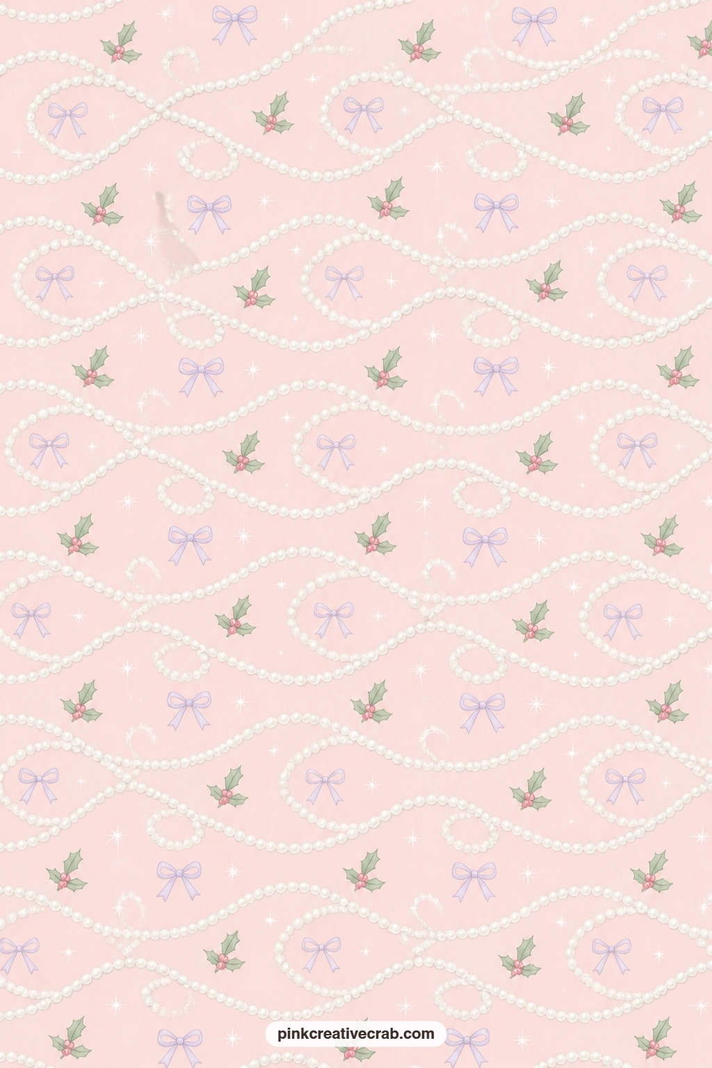 White Pearl Strand Loop Paper printable page — Strands of white pearls loop gently across a blush ground, a soft lining for a card envelope or the inside cover