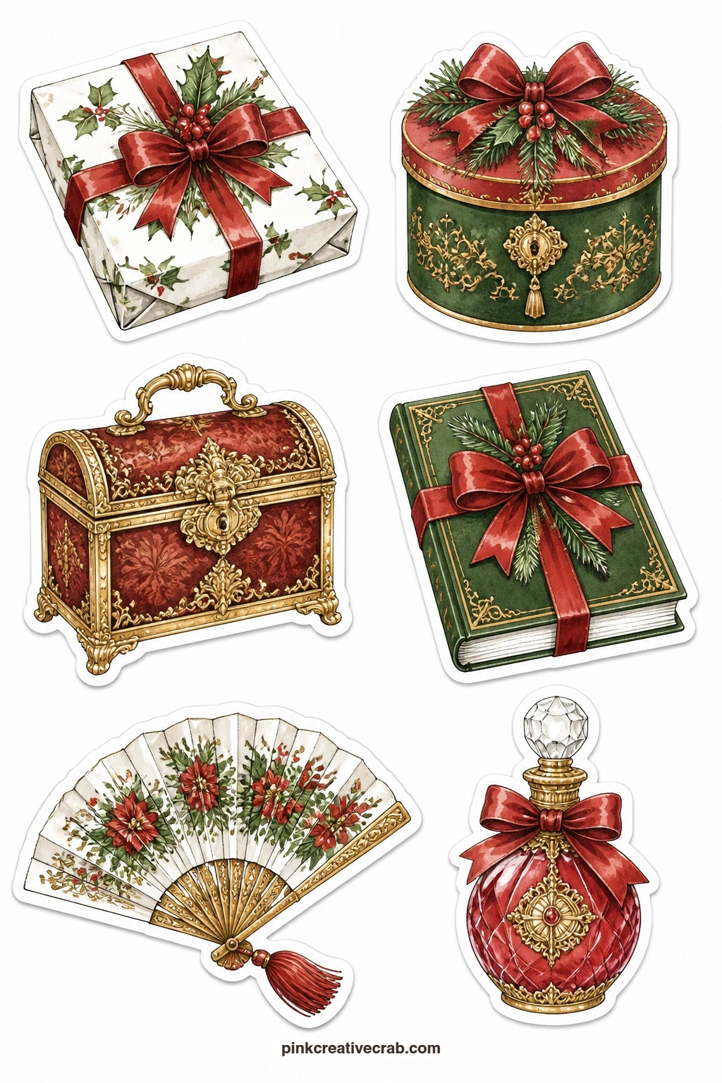 Victorian Gifts Stickers printable page — Write a small note on a plain tag and tuck it under one of these stickers for an instant wrapped-present look: the