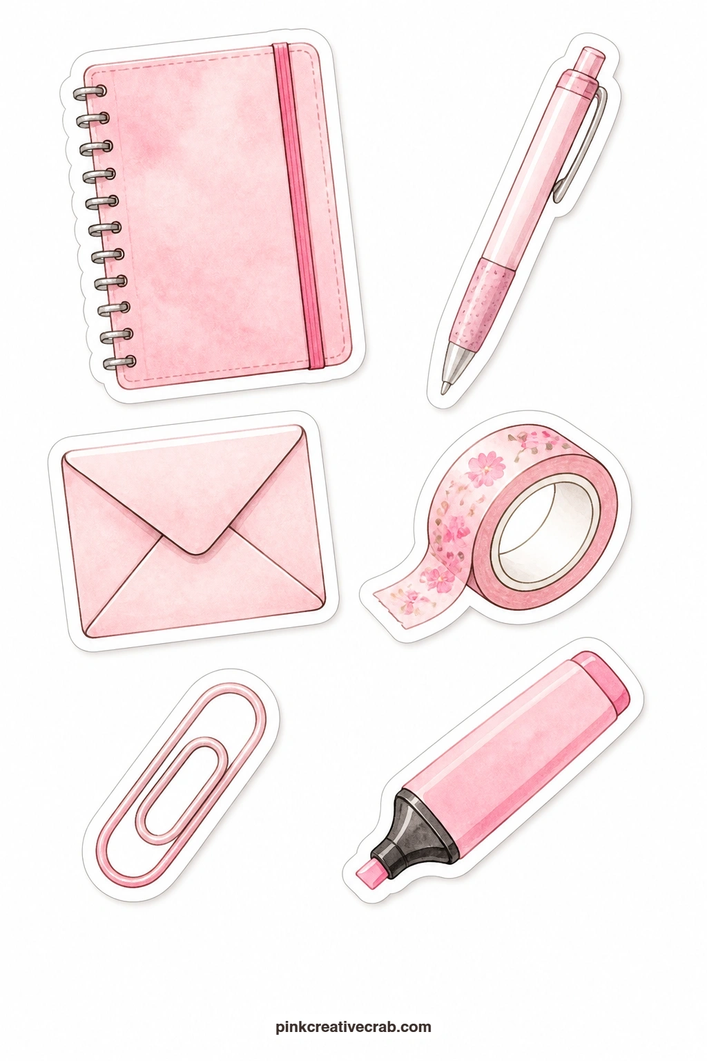 18 Free Printable Pink Aesthetic Stickers With Cherry Blossoms, Pink Cafe Treats and Peonies