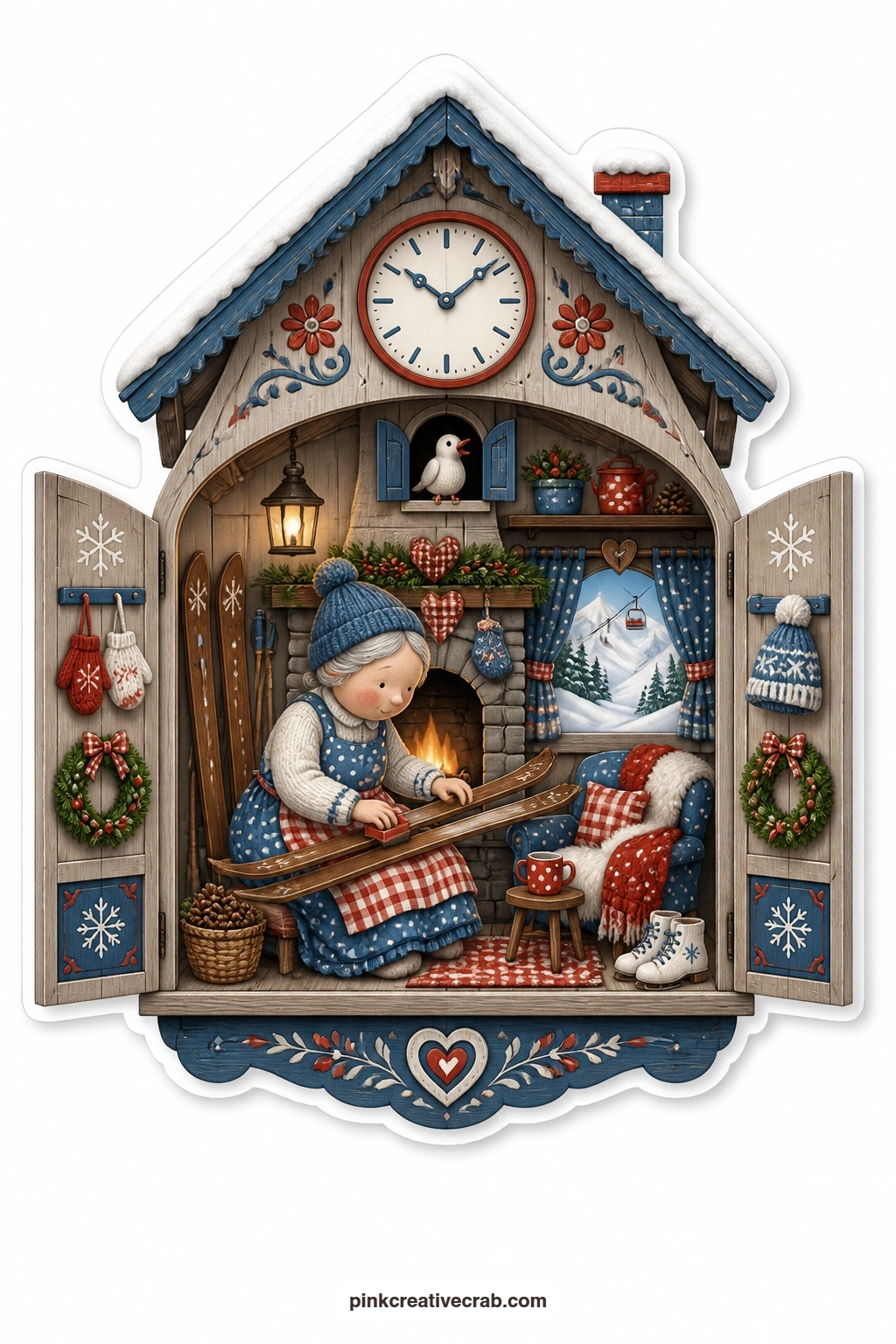 19 Free Printable Winter Diorama Scenes for Handmade Cards With Lantern Cabins and Mitten Rooms