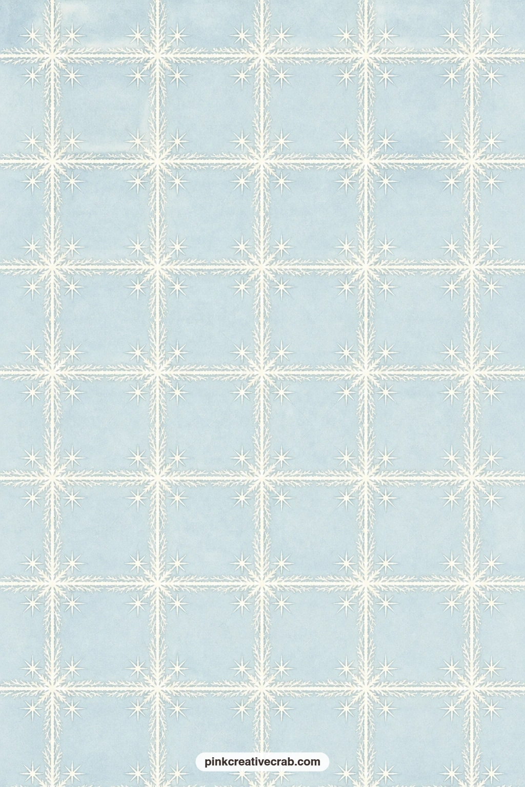 Frosted Windowpane Paper printable page — A frosted windowpane pattern with stars on pale blue suits a card mat behind a cut paper scene, giving the whole card