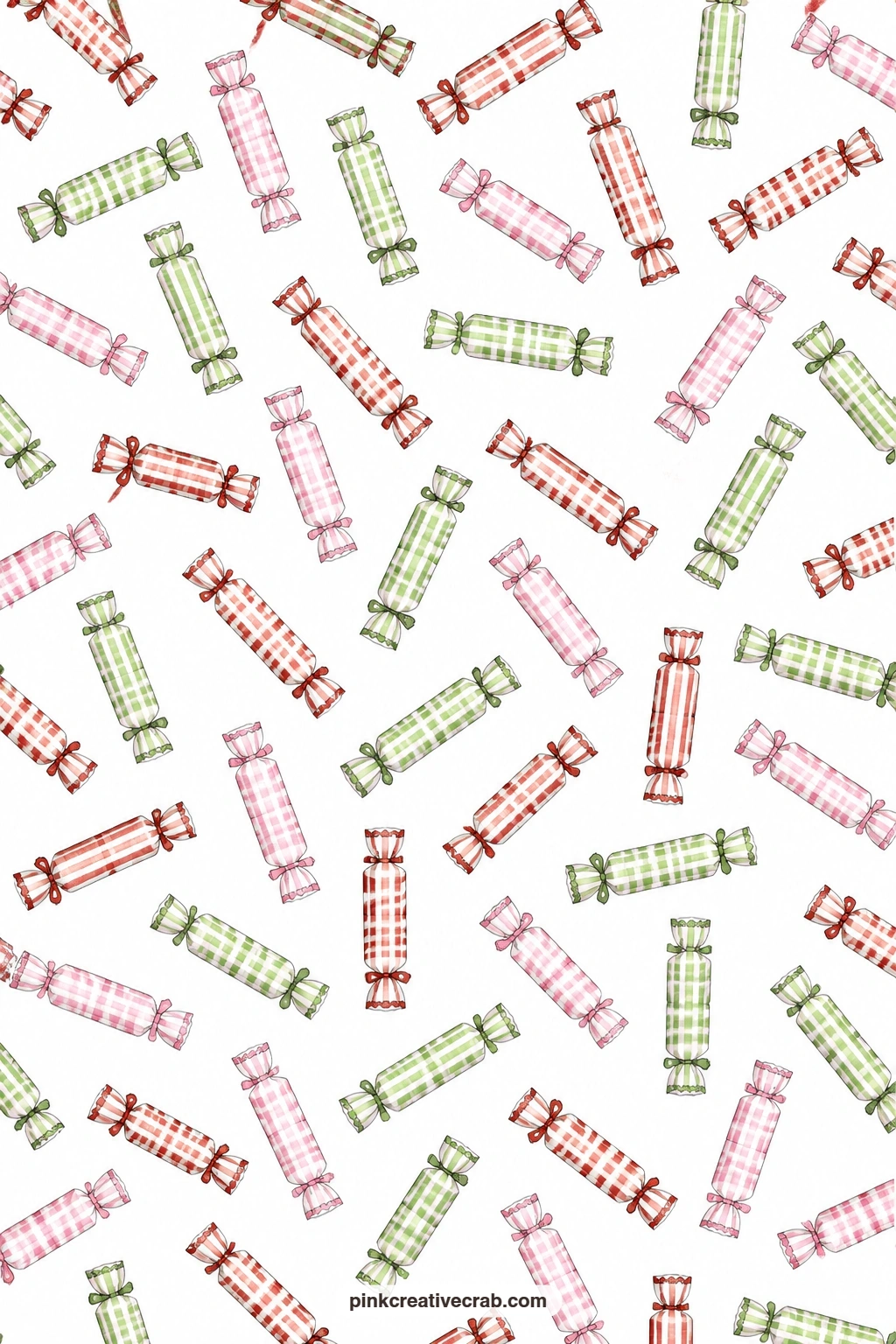 Christmas Cracker Paper printable page — Striped Christmas crackers tossed on white suit wrapping a small box of sweets, and the pattern stays cheerful without