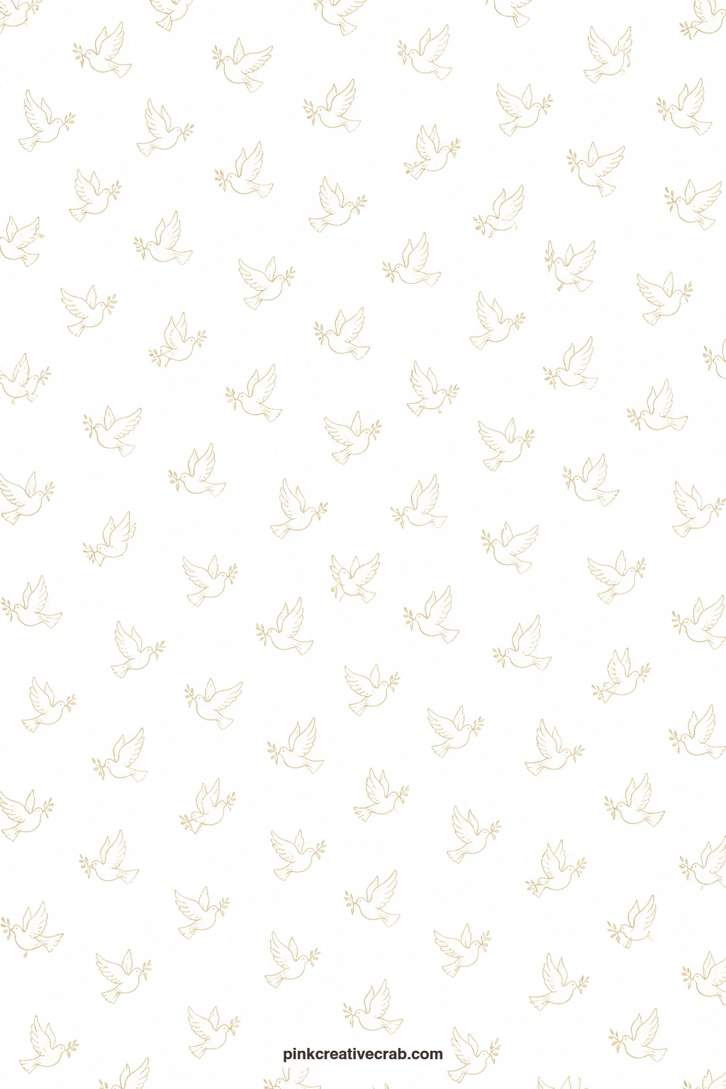 Doves With Olive Branches Paper printable page — Doves carrying olive branches in pale gold on white pair softly with the trumpeting angels paper for a