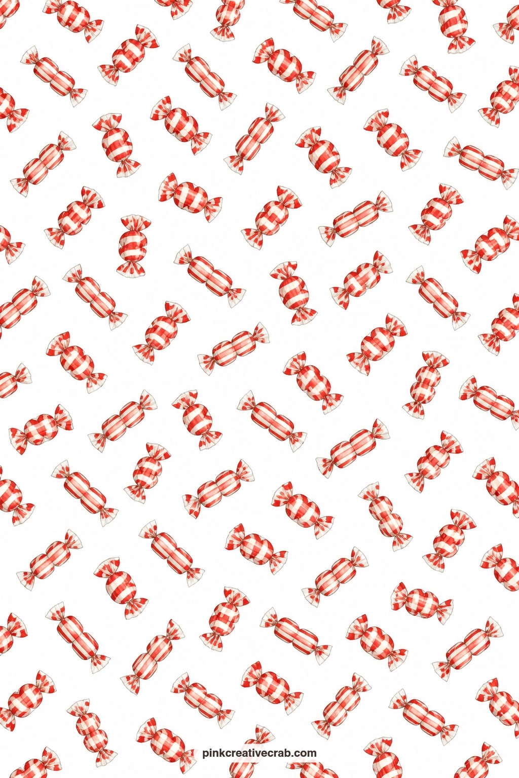 Ribbon Candy Paper printable page — Red and white ribbon candy tossed on white pairs neatly with the sugar plum paper for a layered treat box, one as the wrap