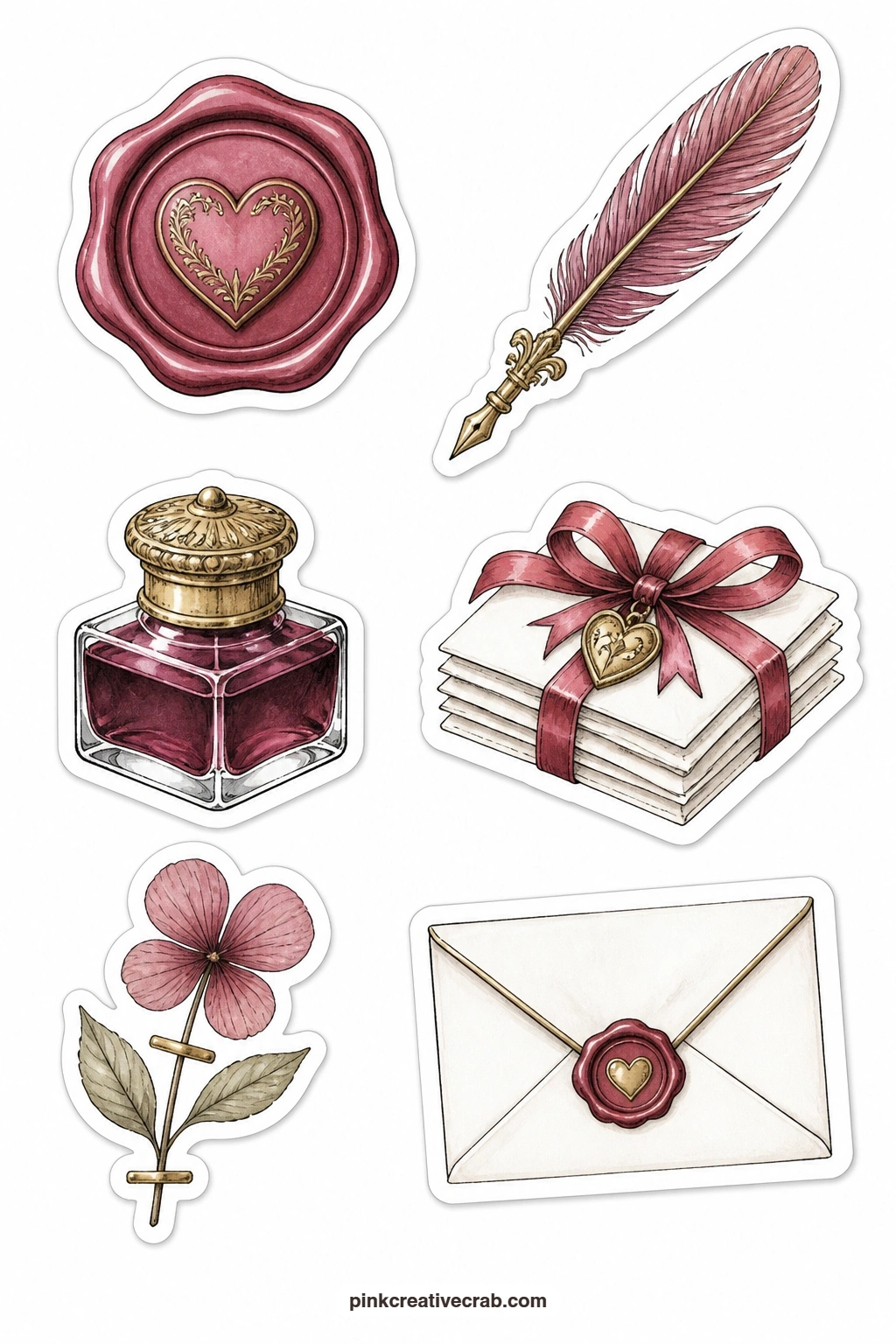 Wax Seal Labels printable page — If you only have plain paper on hand, print this sheet there and attach each piece with a glue stick, since the quill and ink