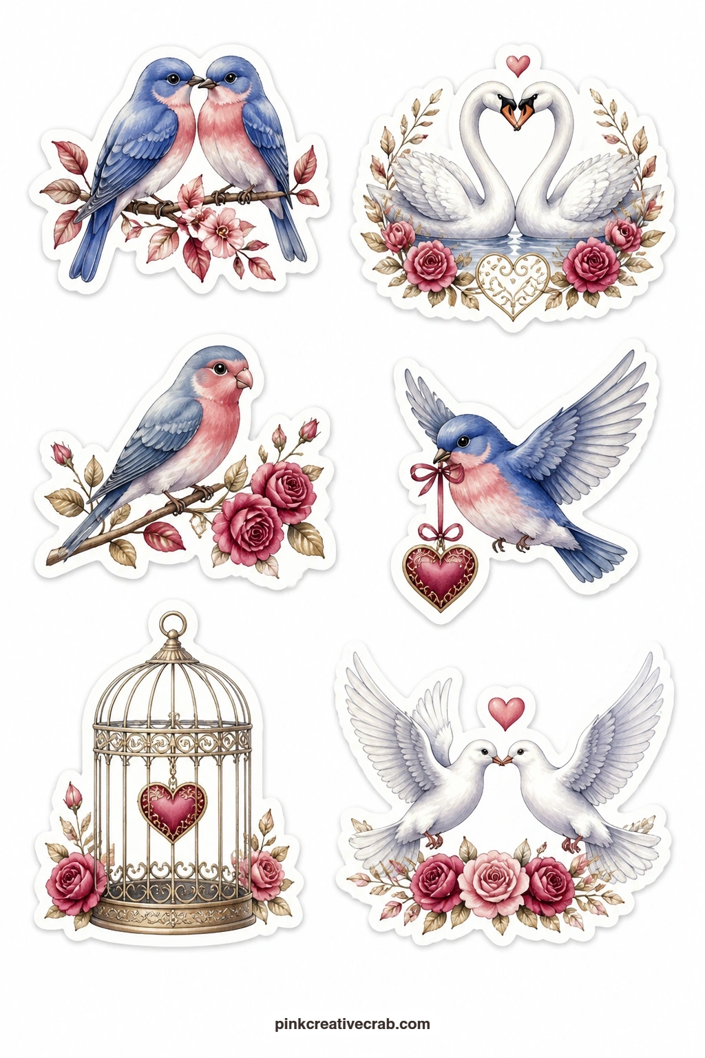 Bluebird On A Branch Labels printable page — The birdcage has delicate bars that print more cleanly on matte paper than on glossy sticker stock, so give that