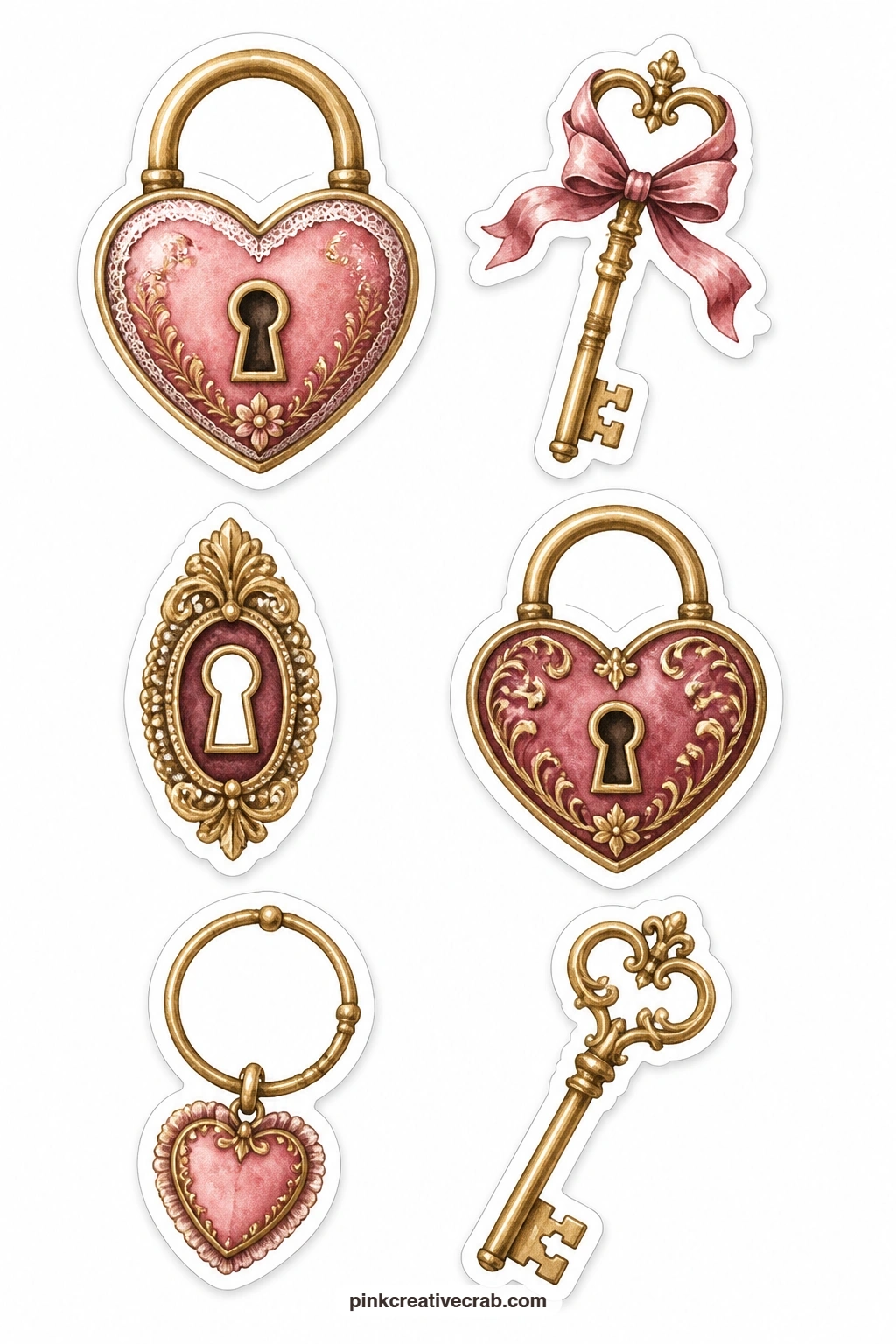 Heart Padlock Labels printable page — Pin the heart padlock beside the key with a bow on an engagement card, two halves of one small idea that reads clearly