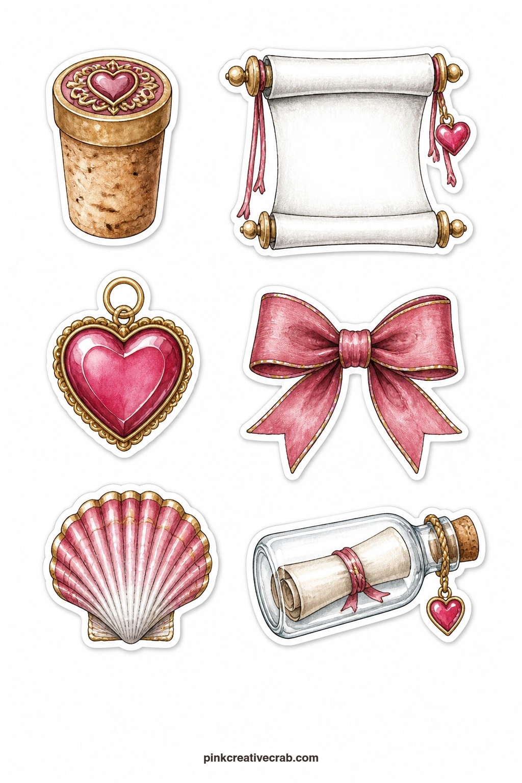 Blank Scroll And Shell Labels printable page — Write a short wish or a line from a letter onto the blank scroll before you stick it down, since the empty