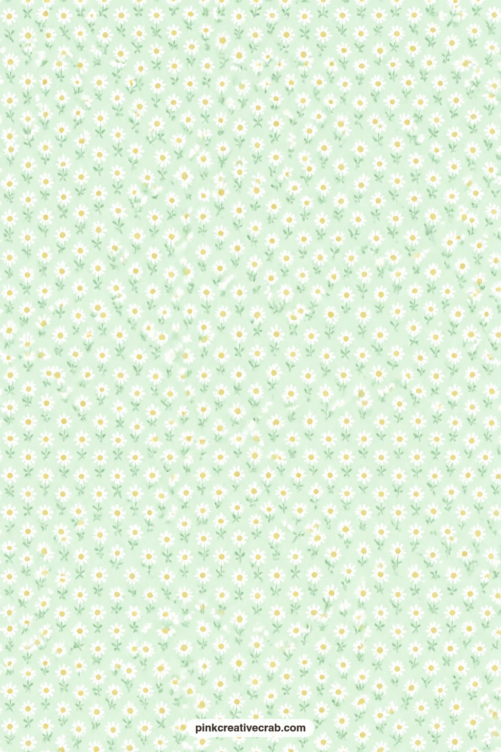 Ditsy Daisy Paper printable page — Tiny daisies repeat in a tight ditsy pattern on soft mint, a steady fill that lines an envelope or pocket without pulling