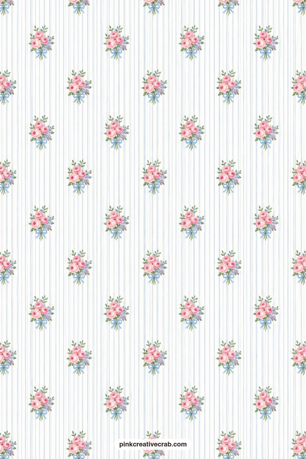 Ticking Stripe Paper printable page — Fine blue ticking stripes run straight down a white ground, a plain, dependable mat for a card that needs a quieter