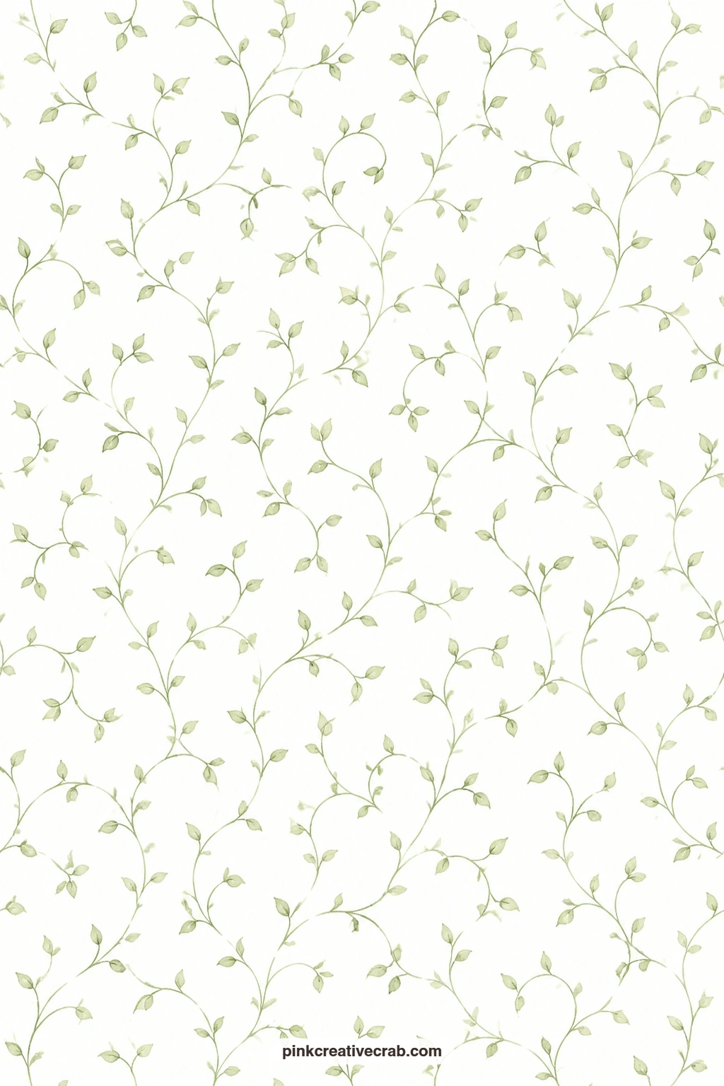 Garden Vine Paper printable page — Thin green vines with small leaves wind across a white ground, a quiet base that pairs naturally with the sweet pea paper