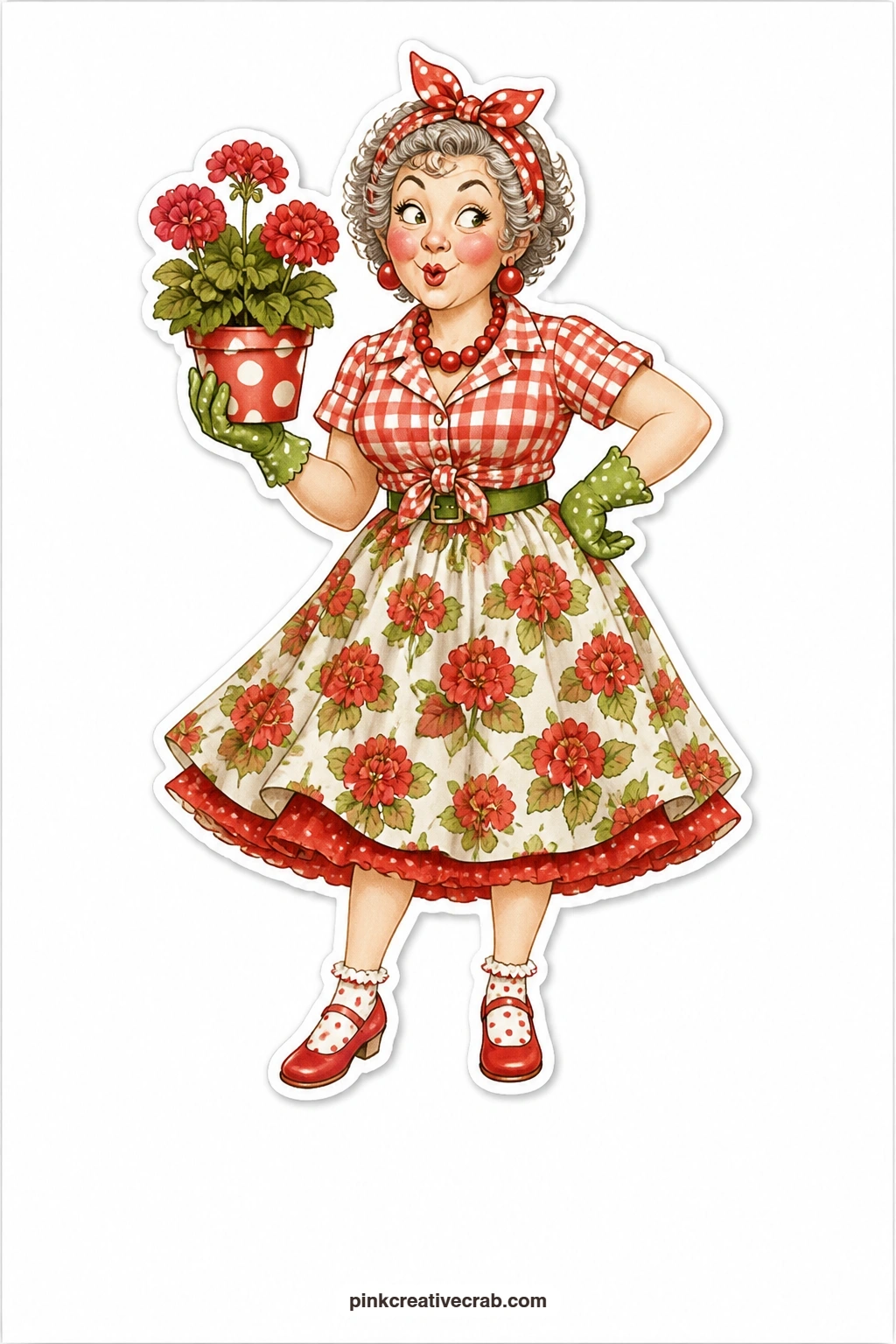 The Sassy Geranium Walk printable page. Free printable paper dolls