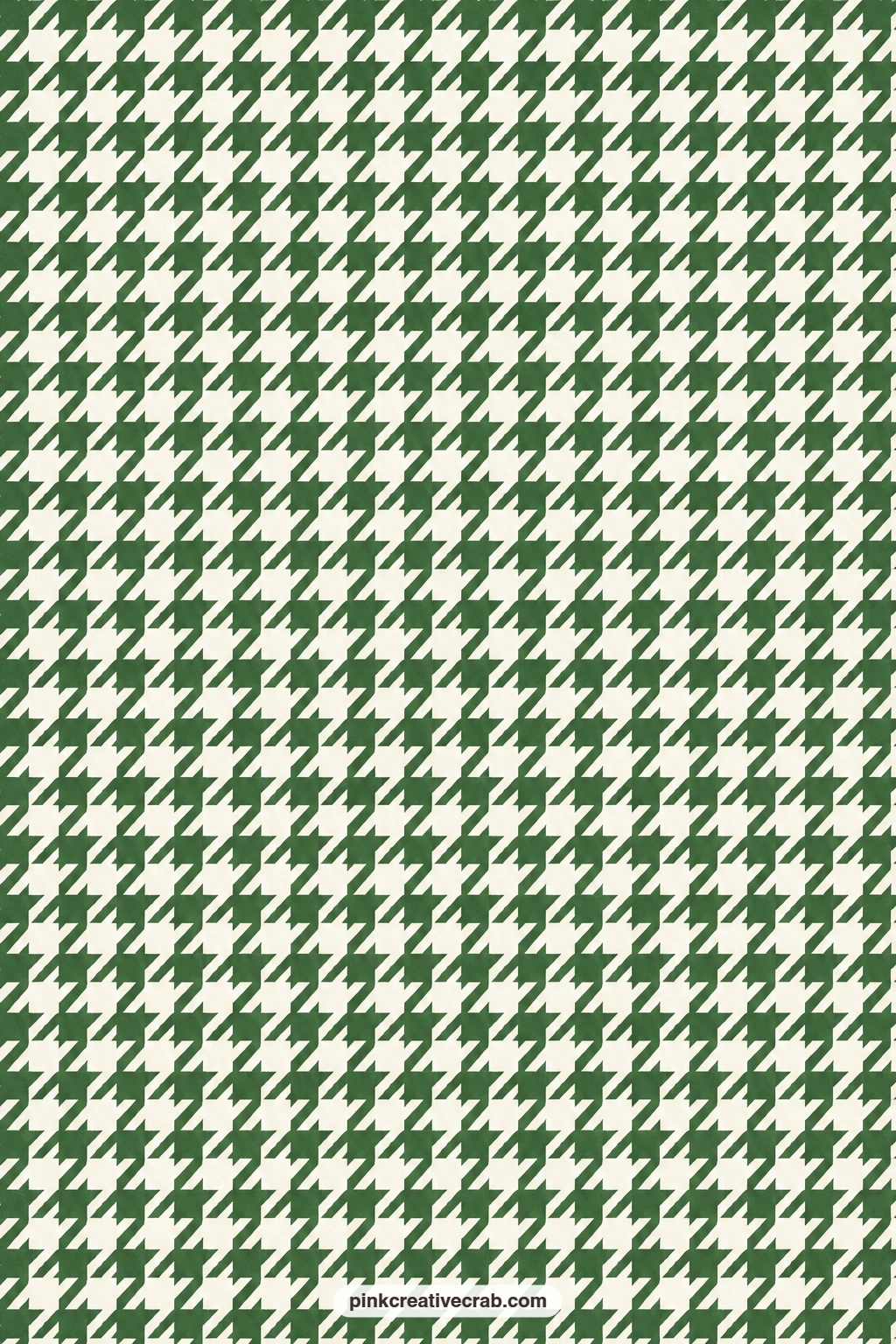 Houndstooth Paper printable page — A deep green houndstooth on white reads as neutral enough for a card mat that needs texture without pulling focus from a
