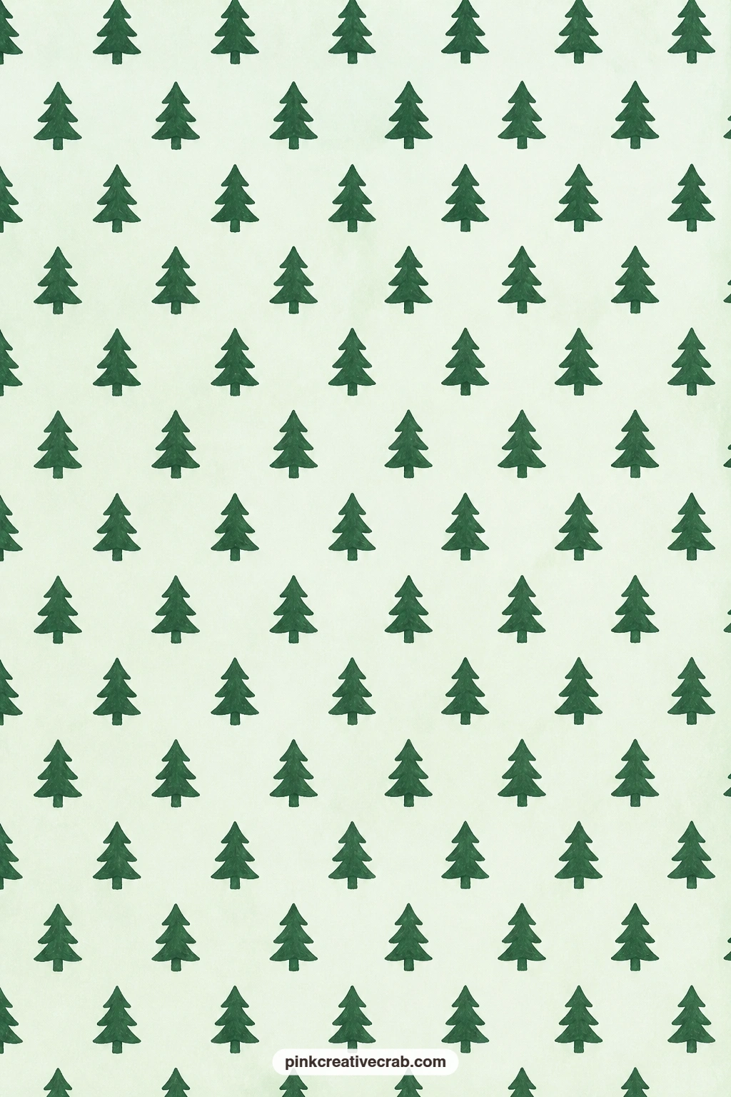 Tree Icon Row Paper printable page — Dark green Christmas tree icons march in rows on pale mint, pairing neatly with the holly paper for a layered mint and